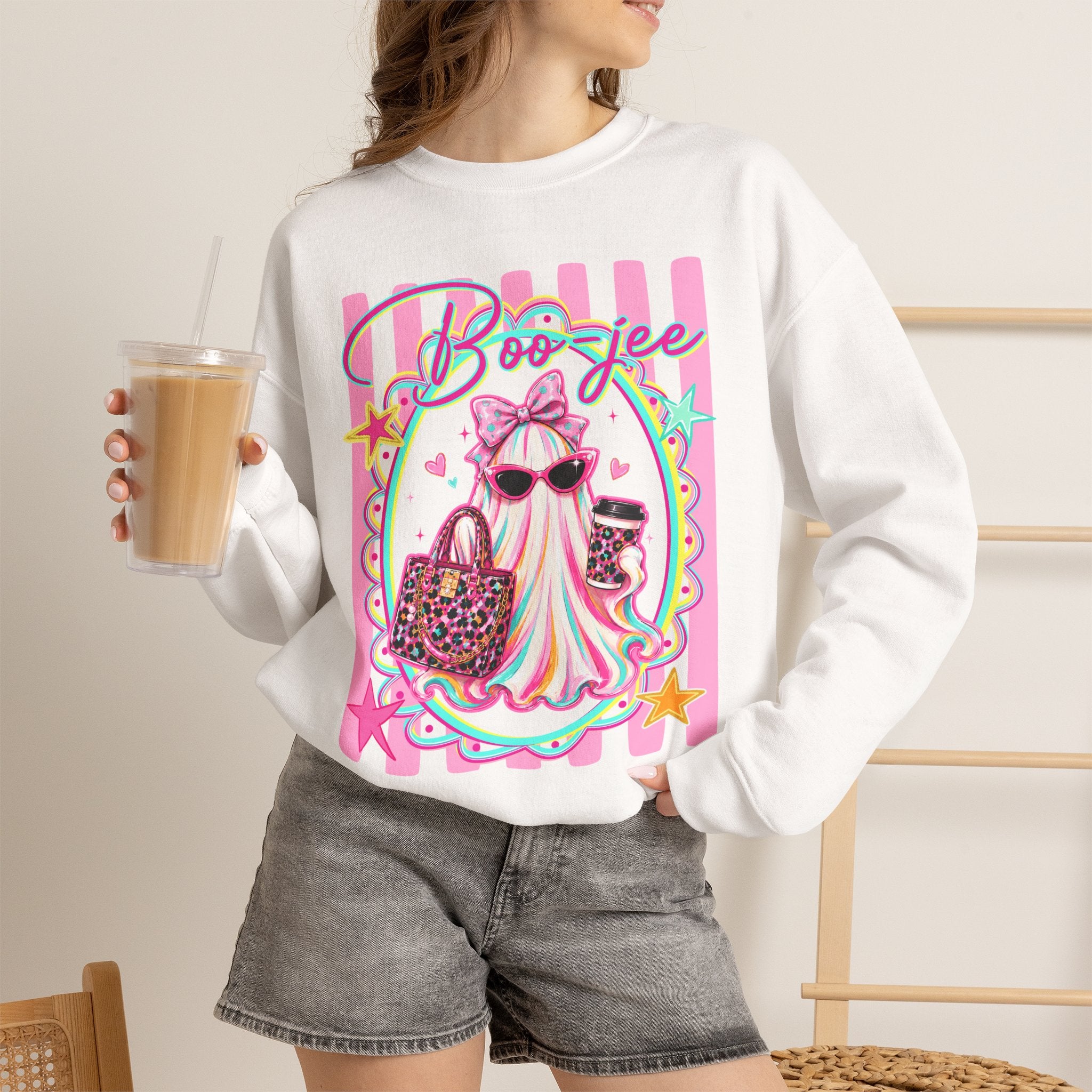 Halloween Crewneck Sweatshirt — "Boo-jee" Cute Ghost Fashion Graphic