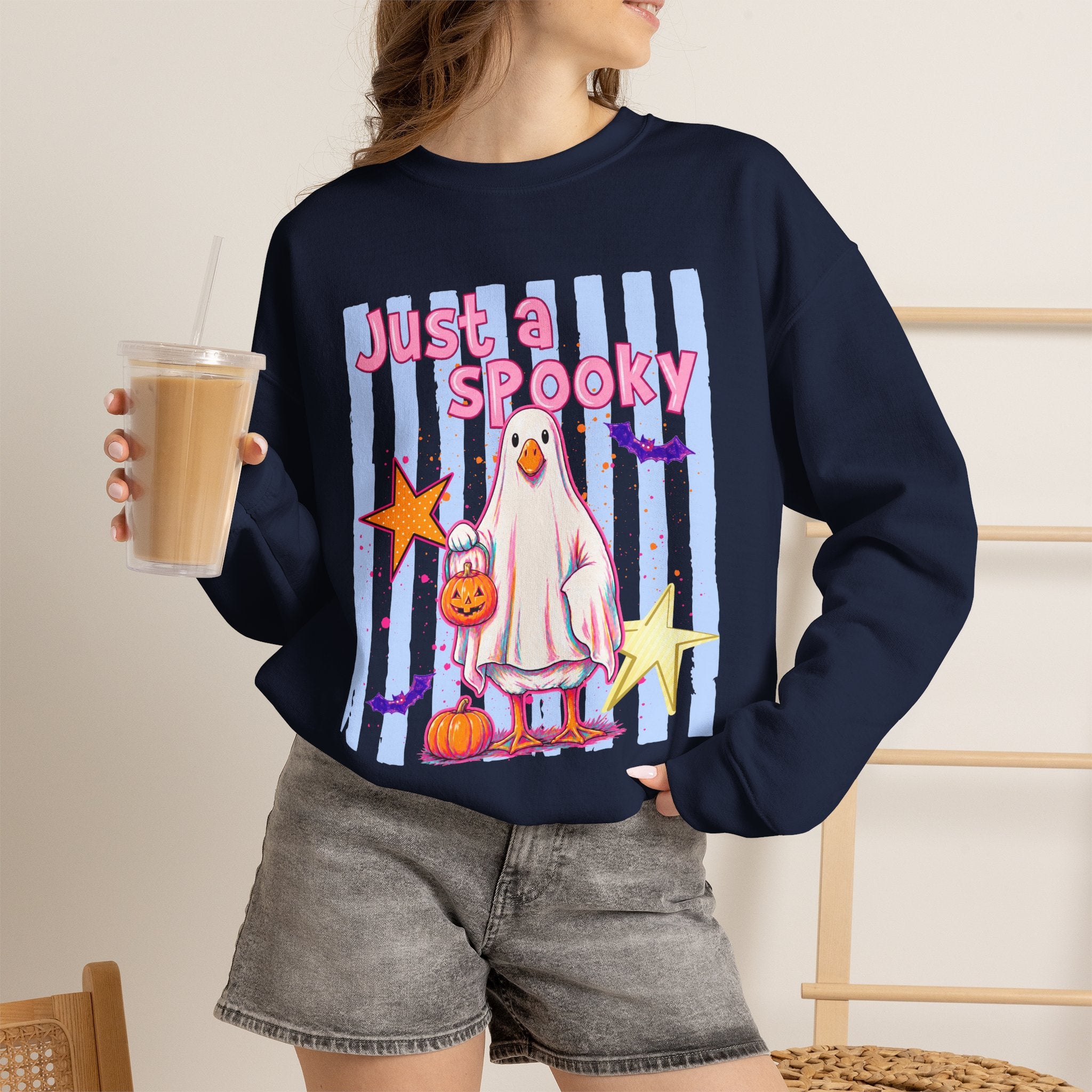 Ghost Costume Sweatshirt — "Just a Spooky" Cute Halloween Crewneck