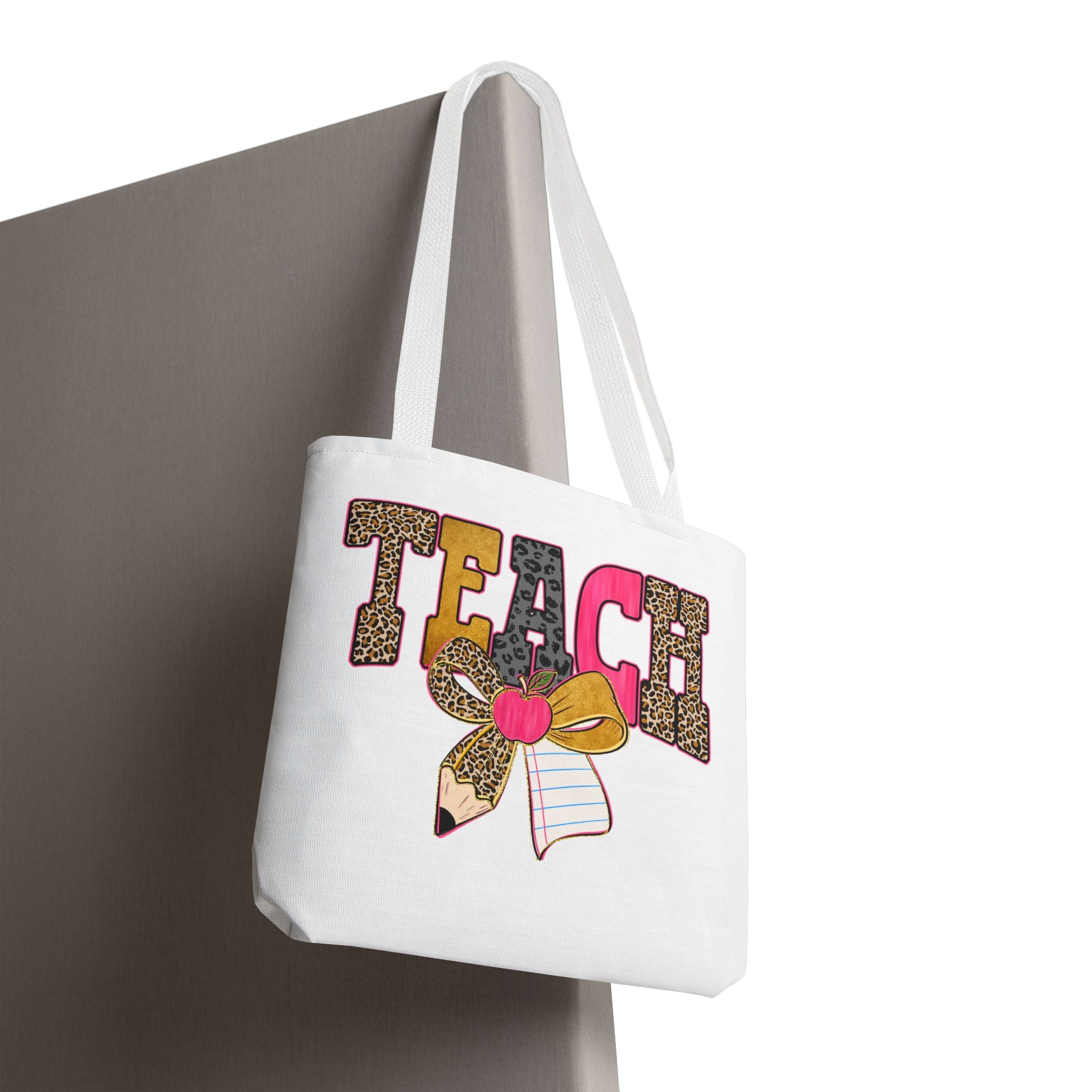 Teacher Leopard Print Pencil Tote Bag — Cute TEACH School Teacher Gift