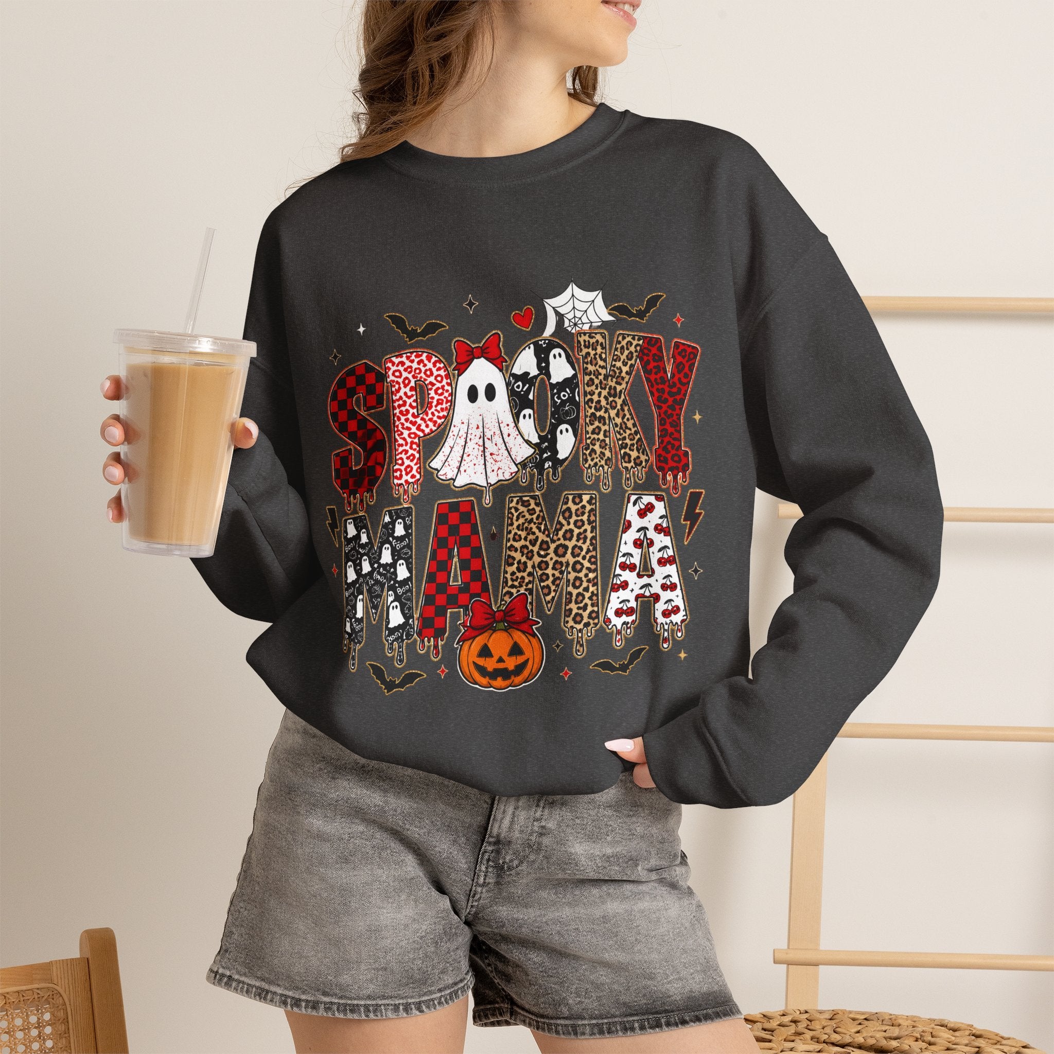 Spooky Mama Sweatshirt — Halloween Ghost Pumpkin Crewneck