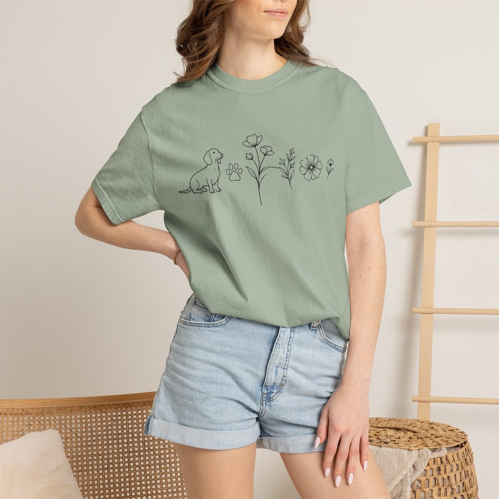 Dachshund Dog & Wildflowers Graphic T-Shirt
