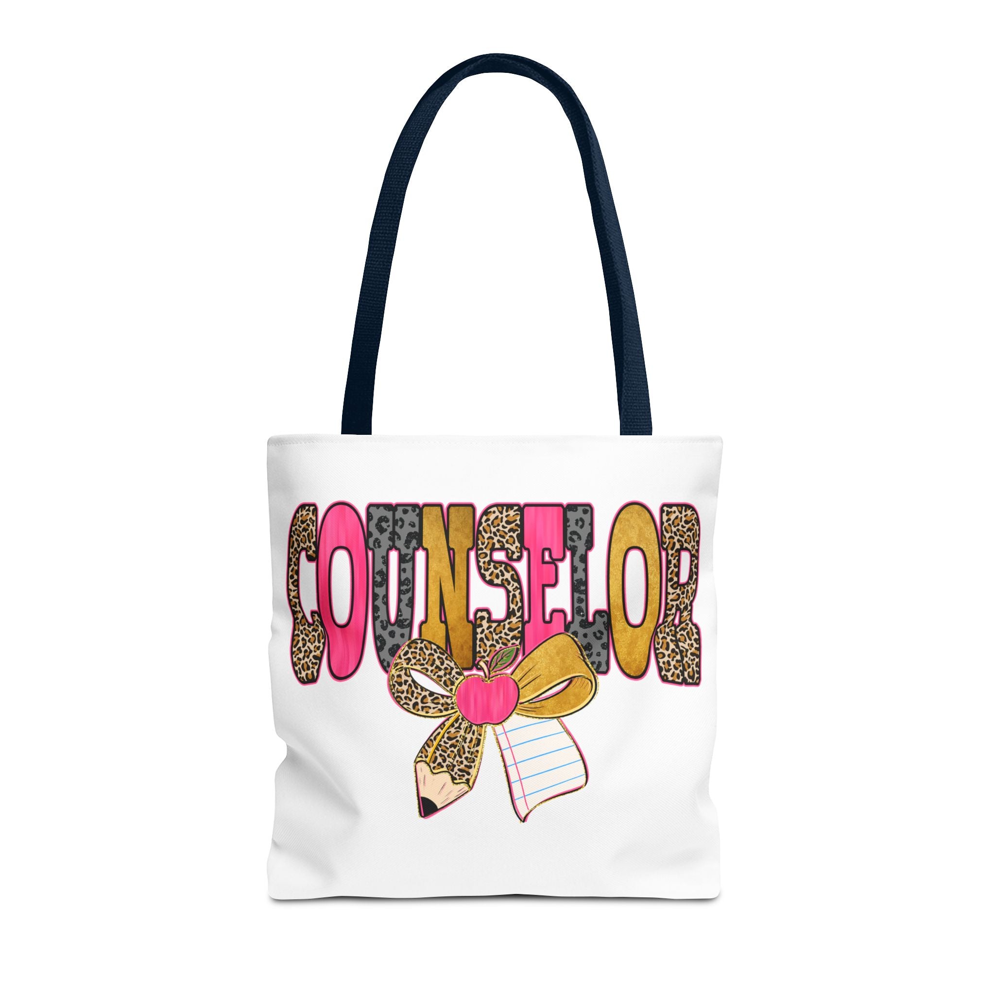 Counselor Tote Bag — Cute Leopard Pencil & Ribbon School Counselor Gift
