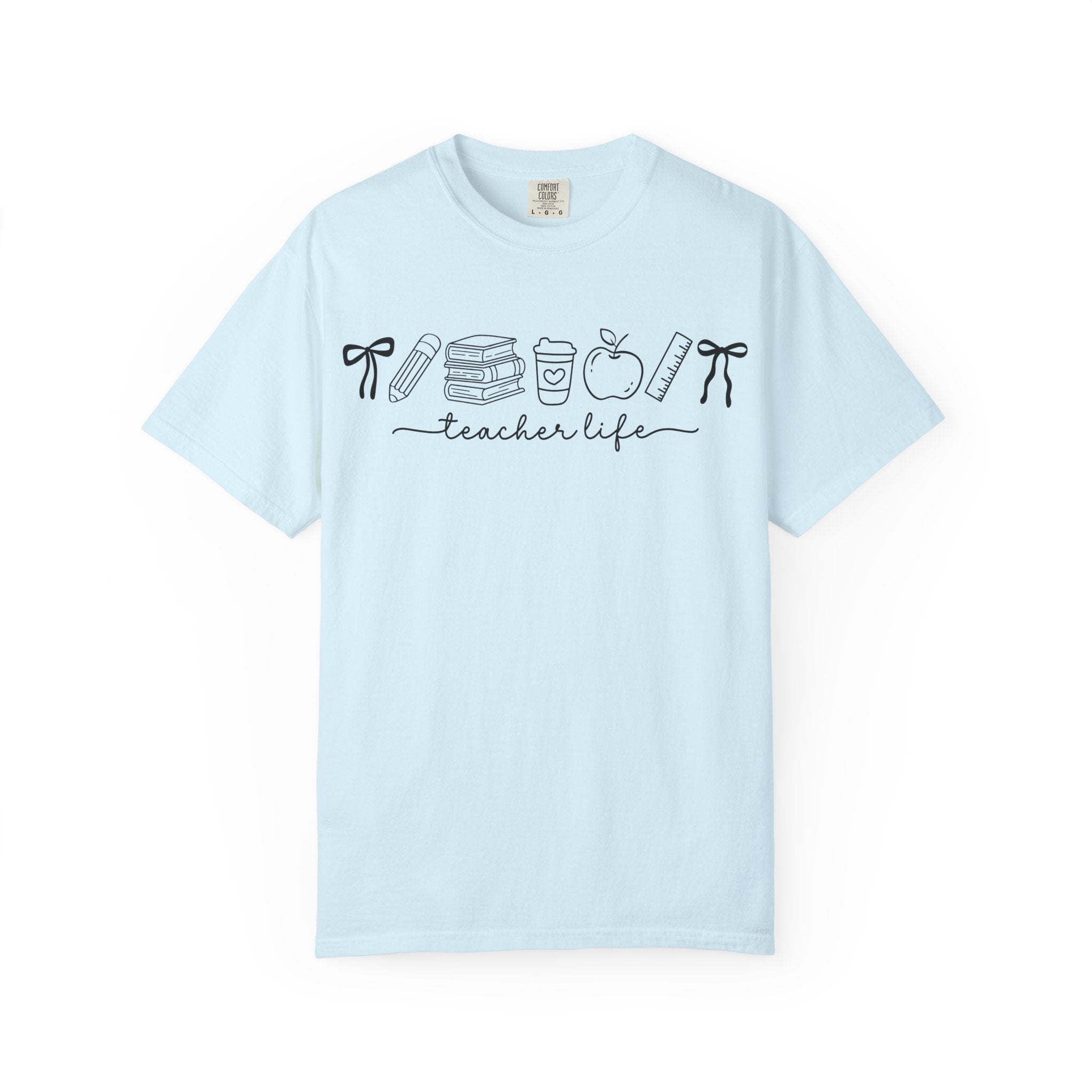 Teacher Life Tee — Minimalist Apple, Books & Coffee Graphic T-Shirt