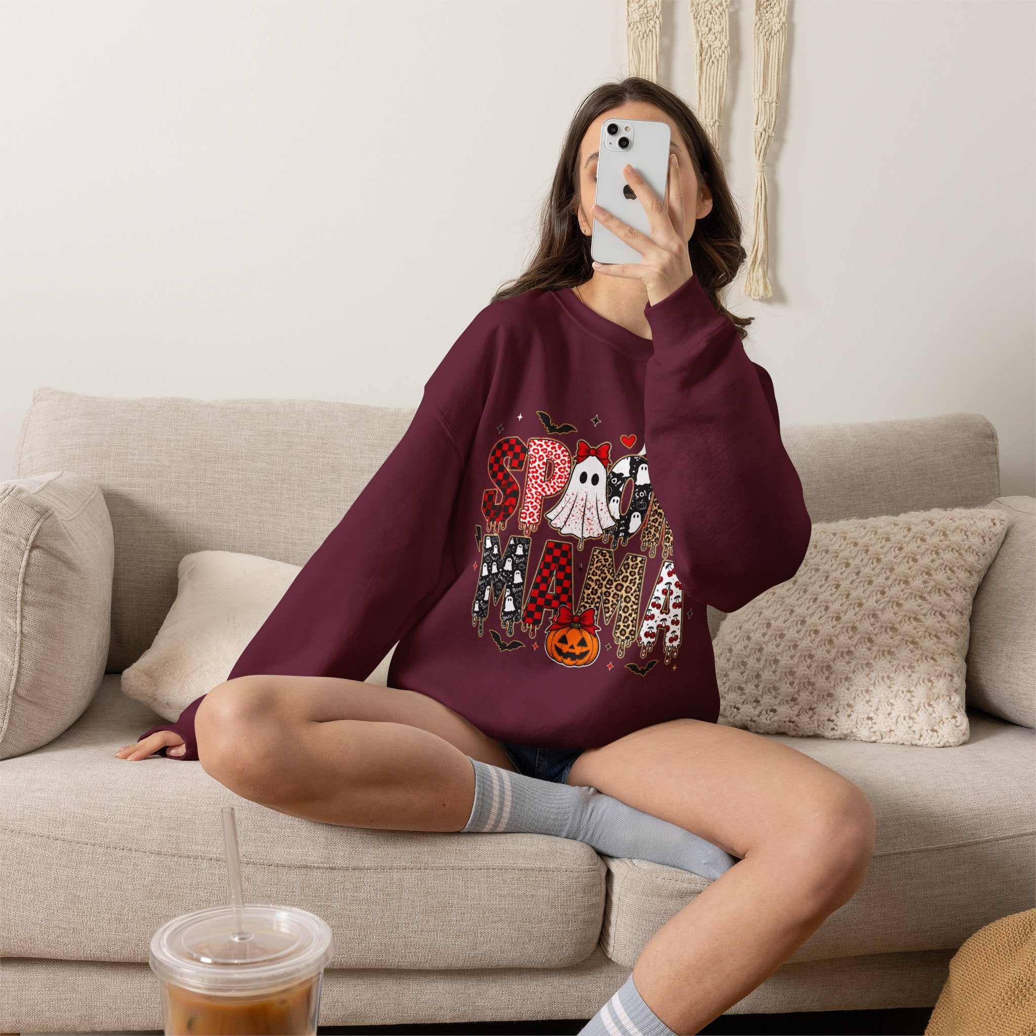 Spooky Mama Sweatshirt — Halloween Ghost Pumpkin Crewneck