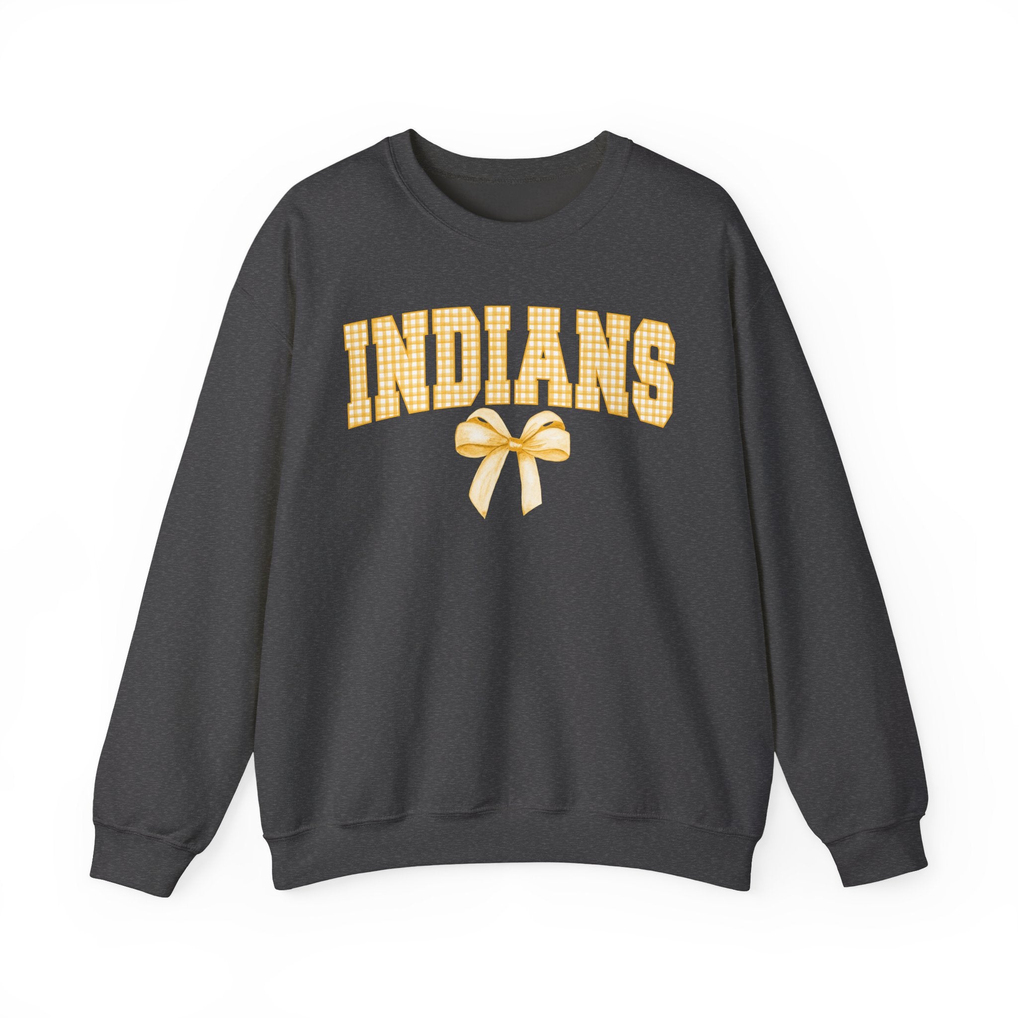 Indians Yellow Gingham Bow Crewneck Sweatshirt
