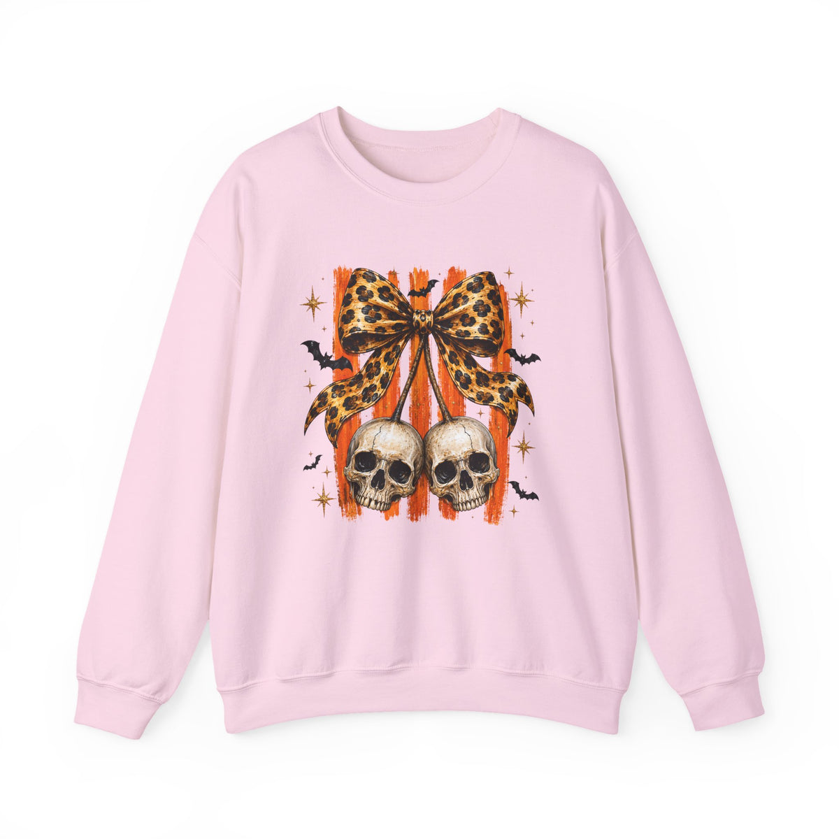 Skull Bow Sweatshirt — Leopard Bow Halloween Crewneck
