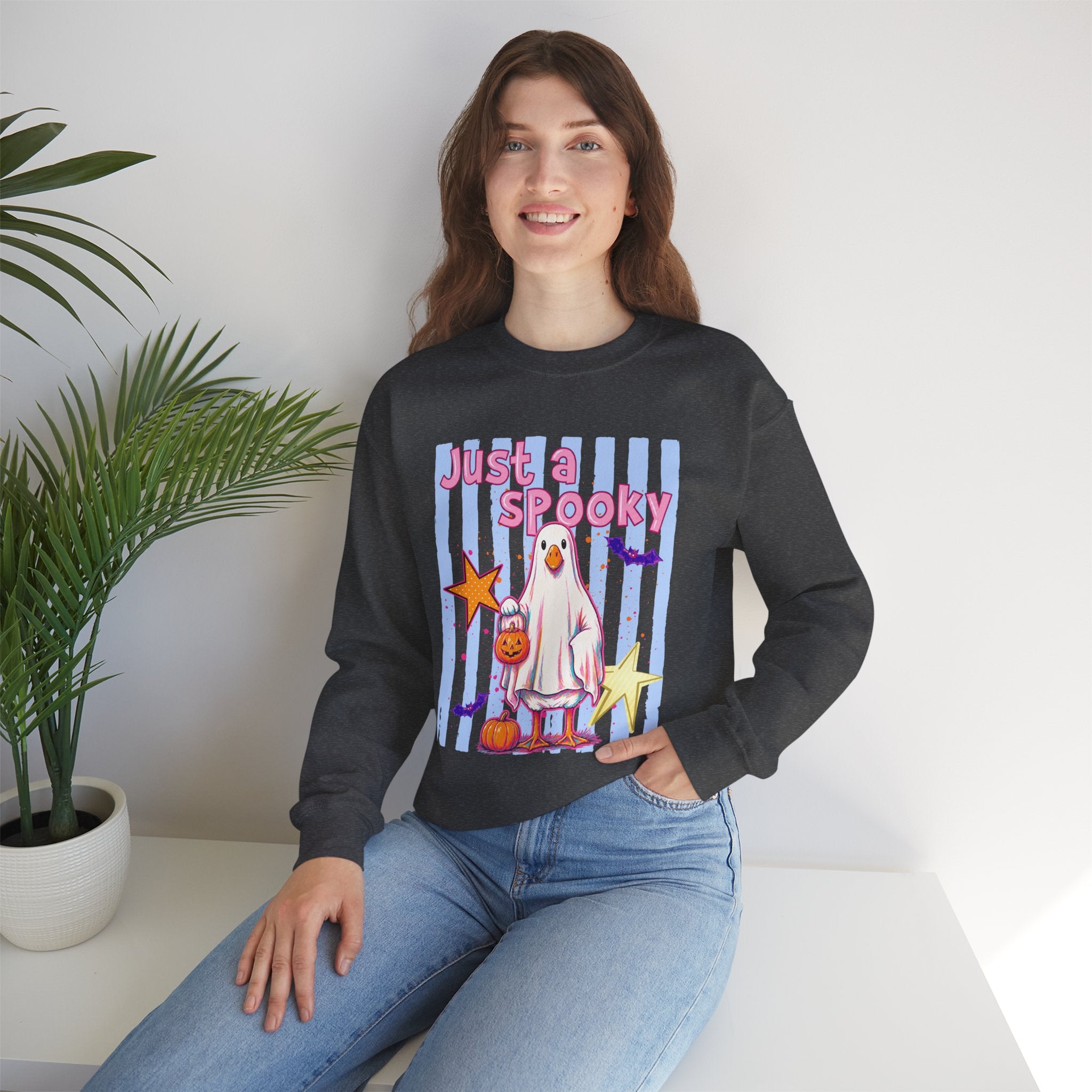Ghost Costume Sweatshirt — "Just a Spooky" Cute Halloween Crewneck