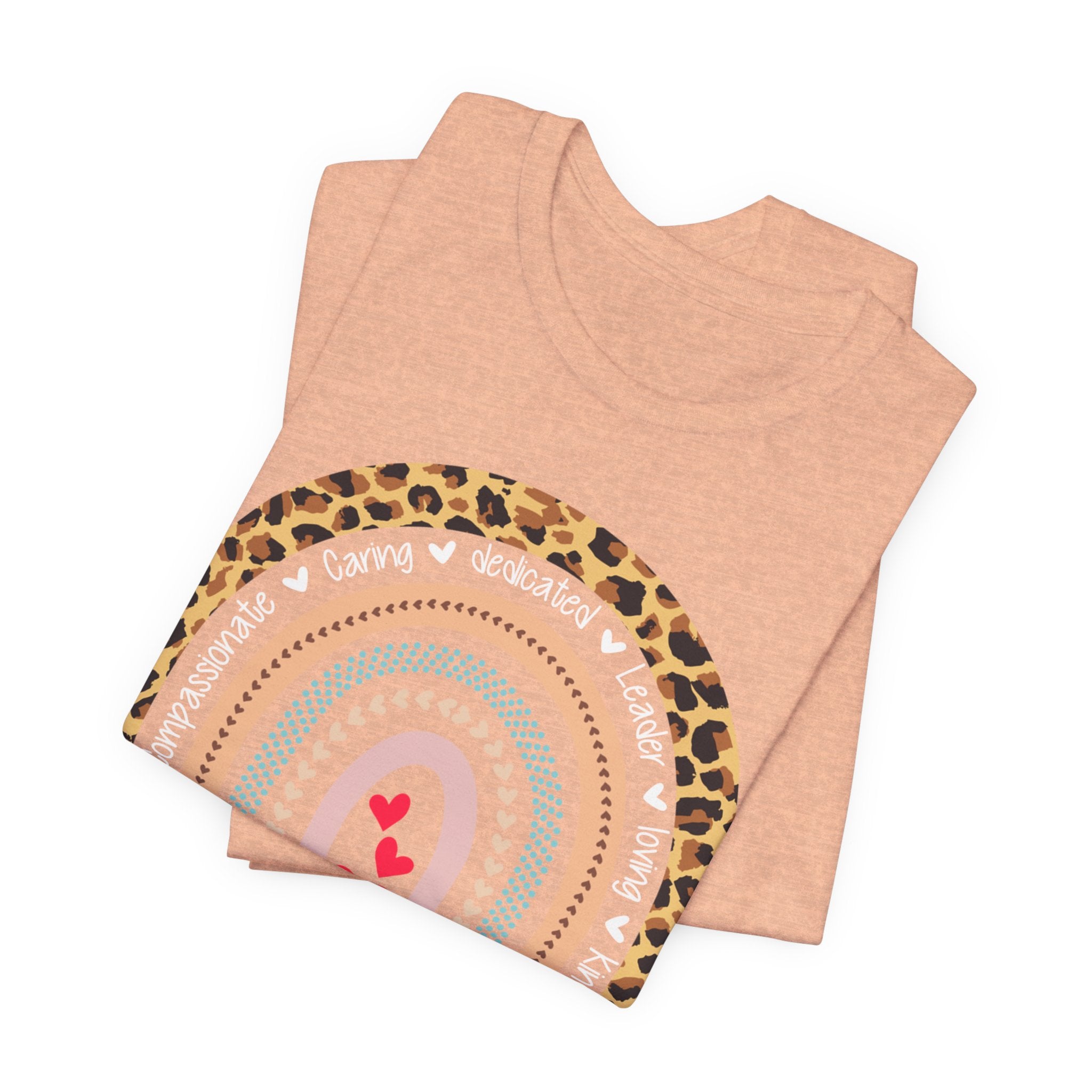 Leopard Rainbow Tee — Cute Pastel Heart Rainbow Graphic T-Shirt