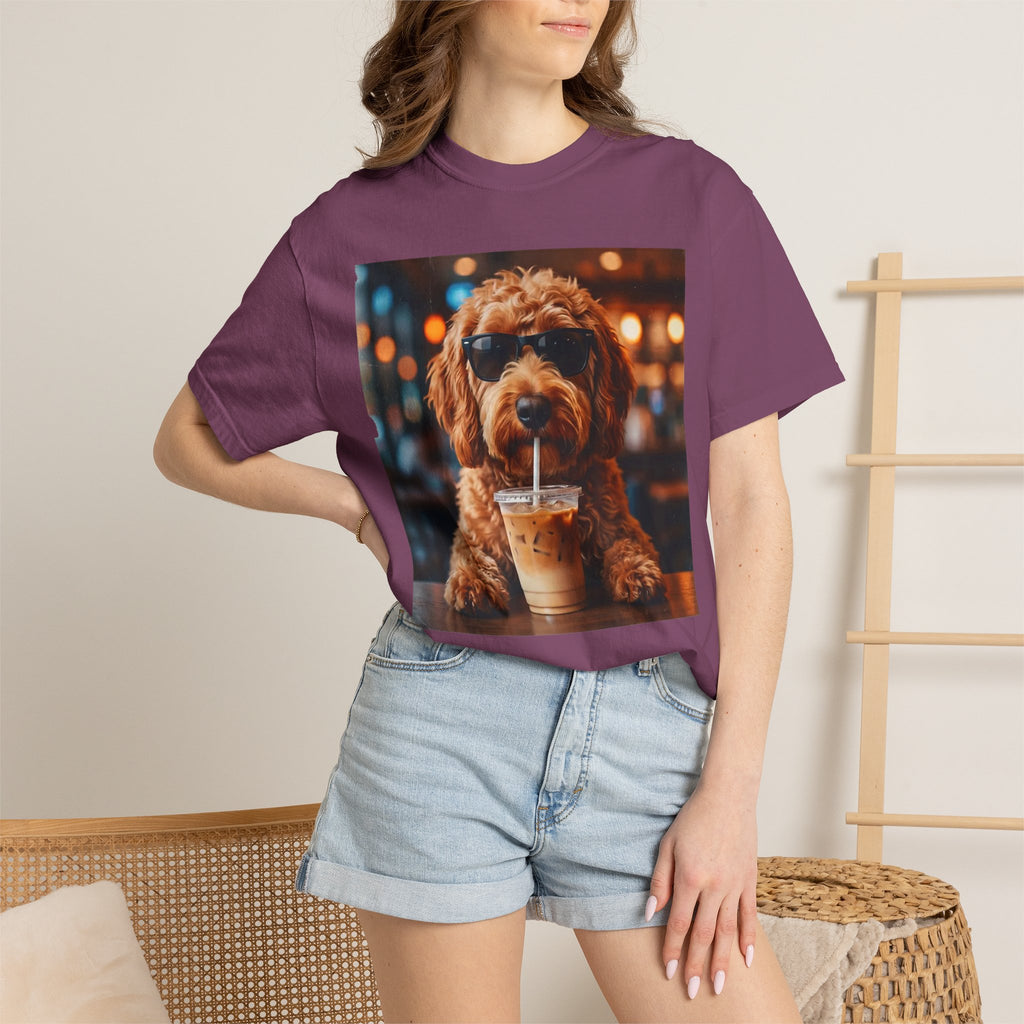 Cool Dog Drinking Iced Coffee T-Shirt