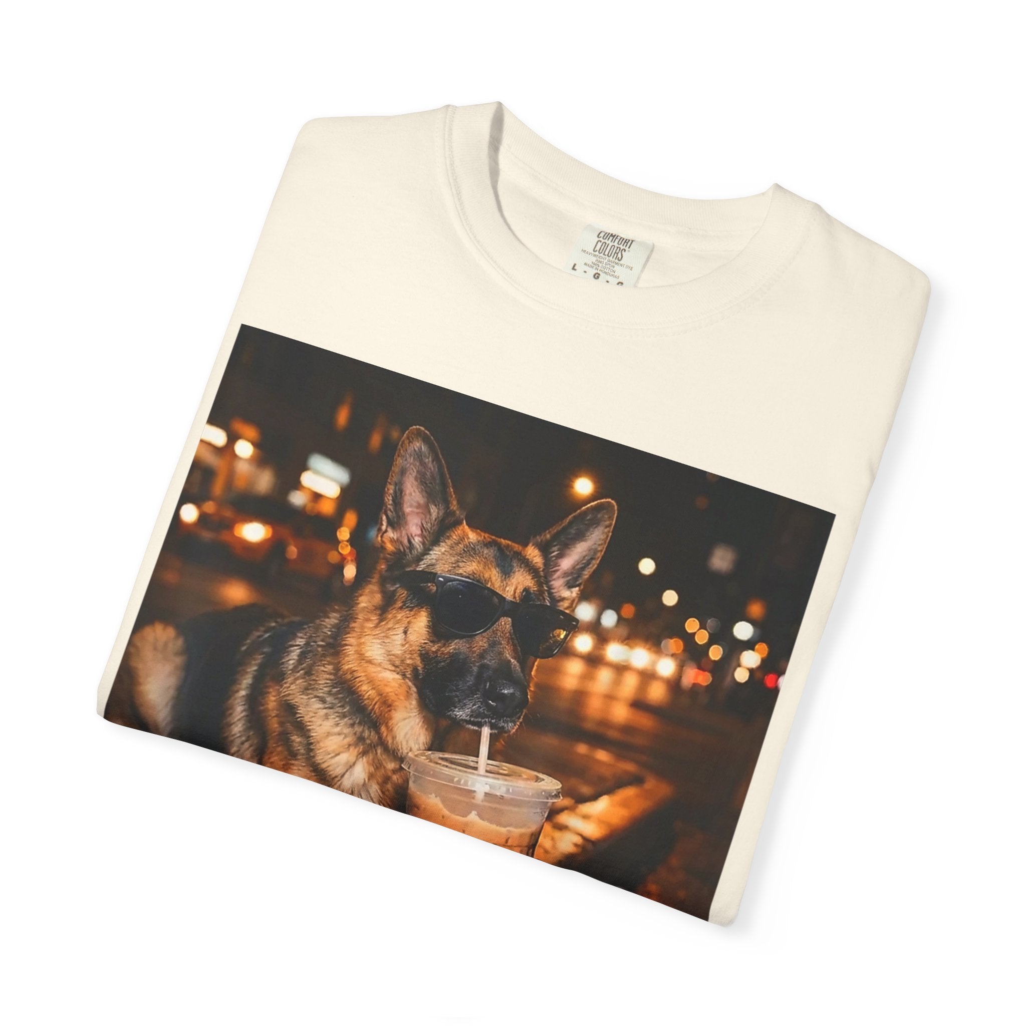 German Shepherd & Iced Coffee Photo T-Shirt — Dog
