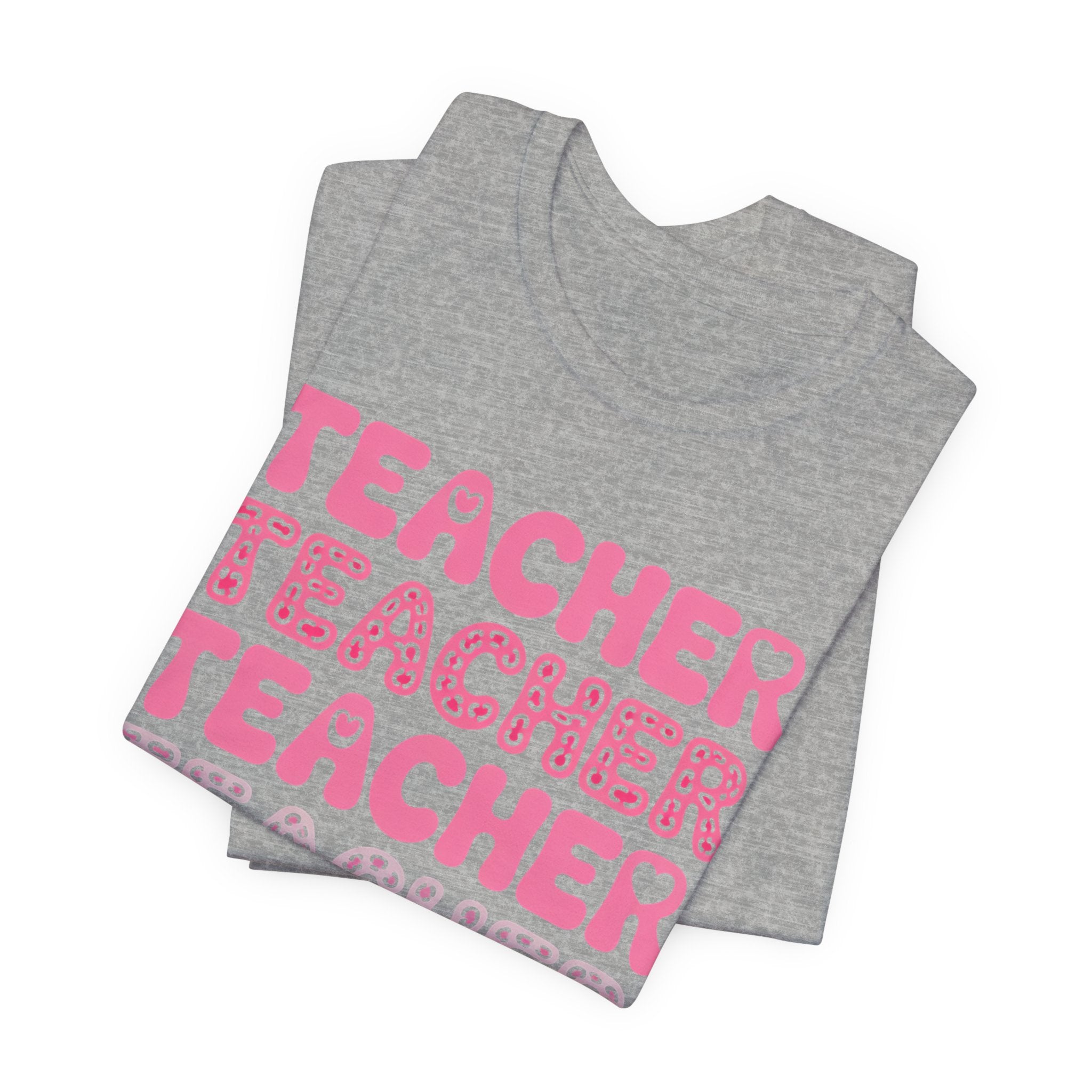 Teacher Repeating Pink Typography T‑Shirt