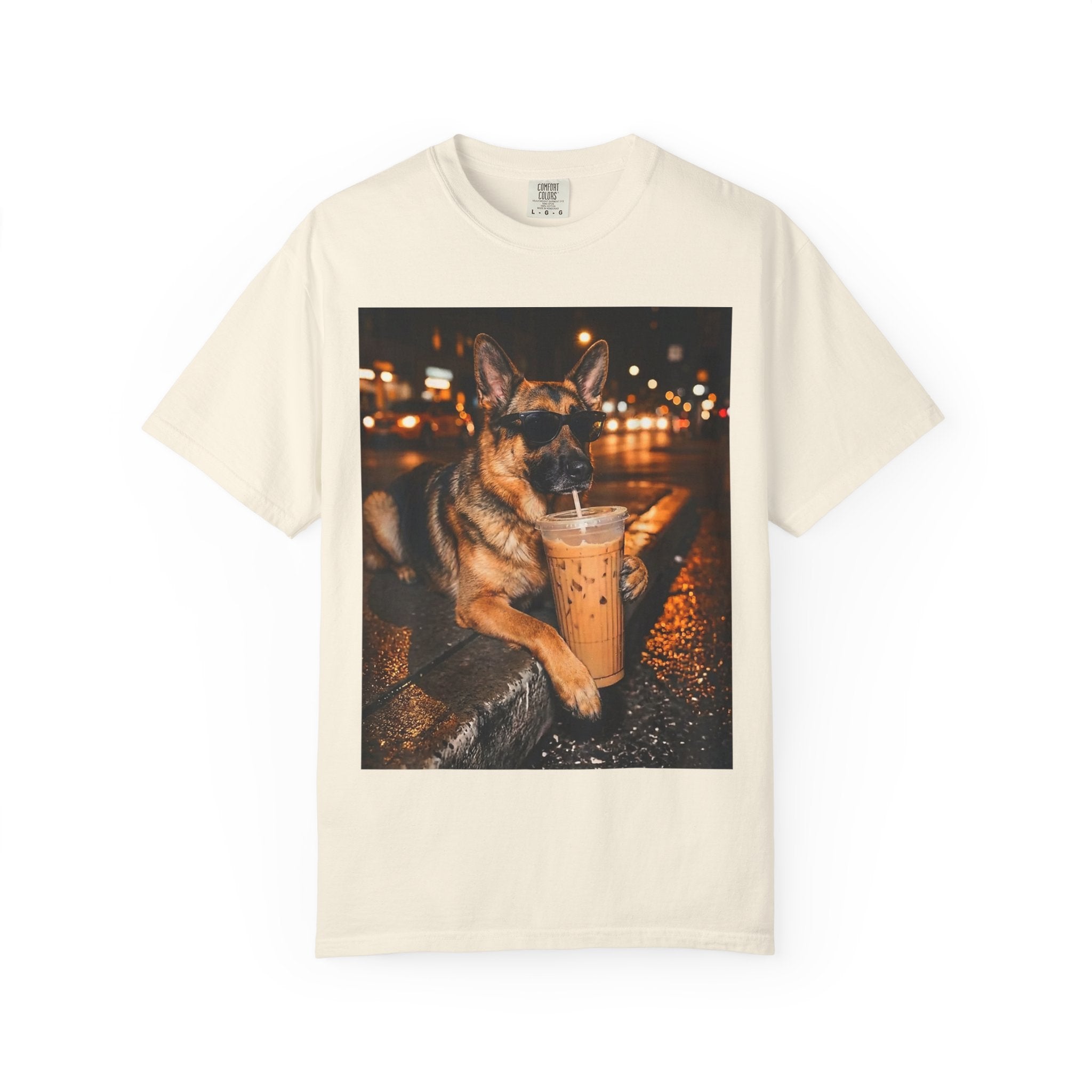 German Shepherd & Iced Coffee Photo T-Shirt — Dog