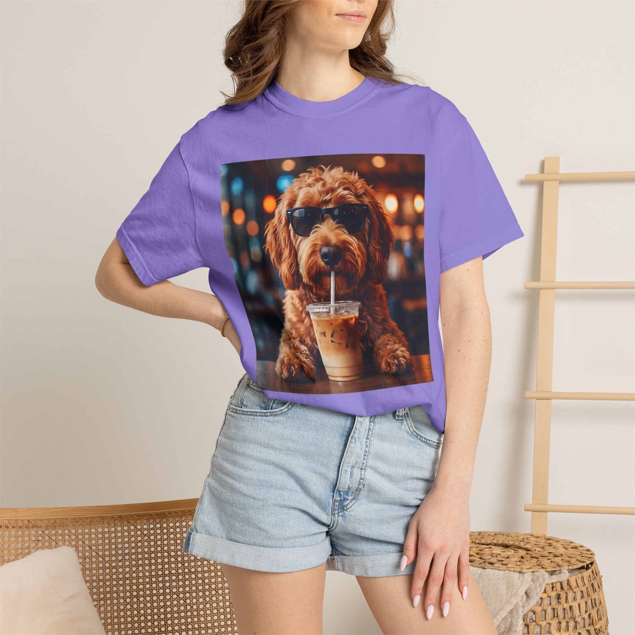 Cool Dog Drinking Iced Coffee T-Shirt