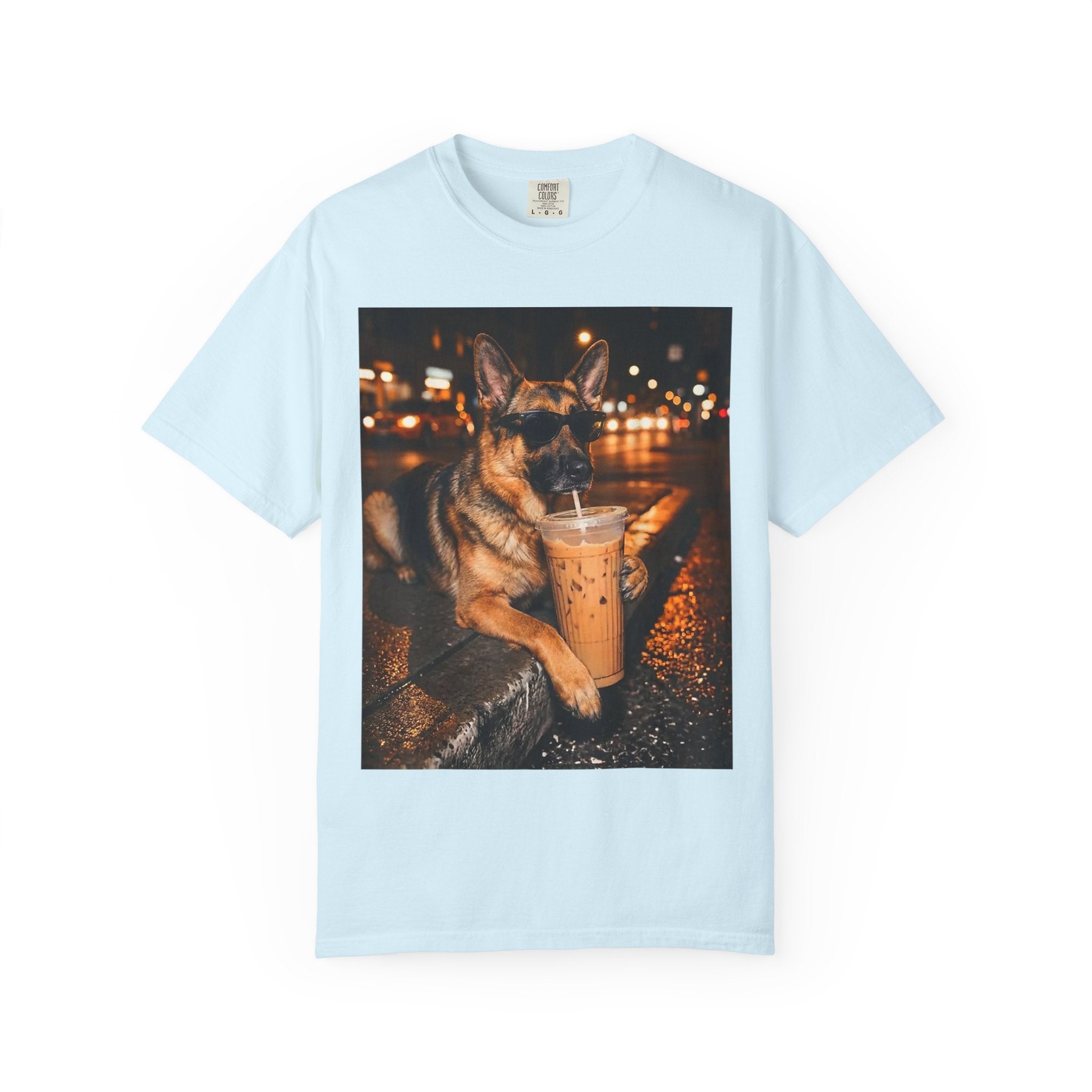 German Shepherd & Iced Coffee Photo T-Shirt — Dog