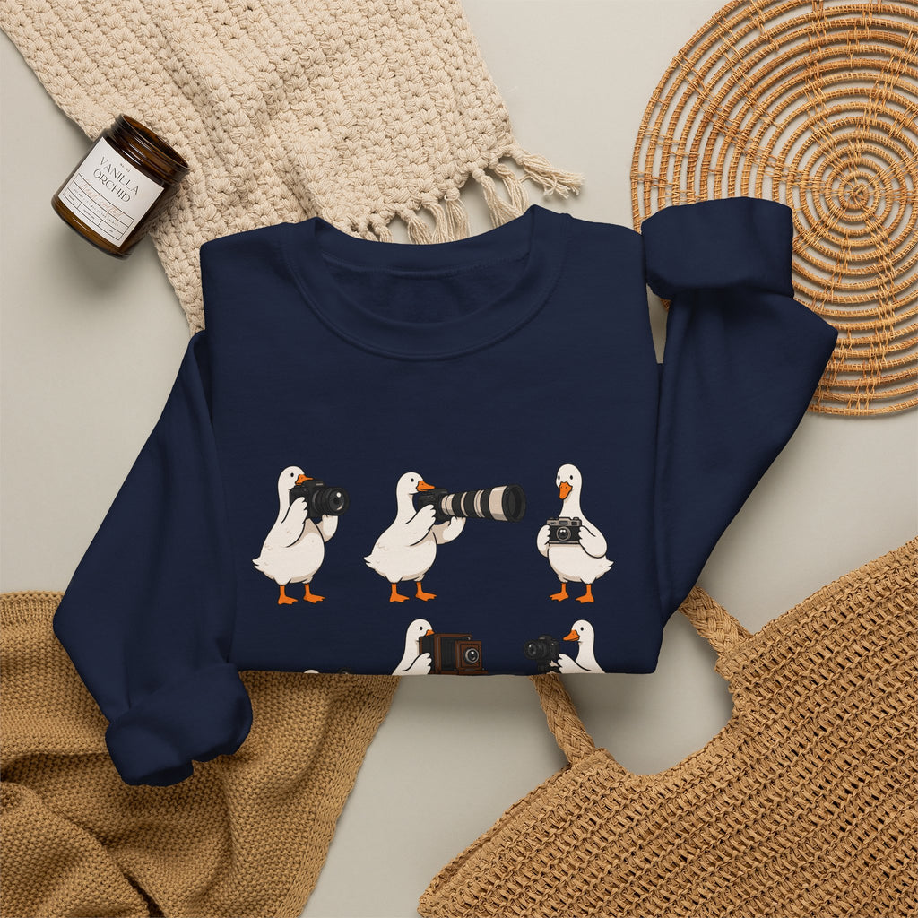 Photographer Geese Crewneck Sweatshirt – Cute Goose Photography Graphic