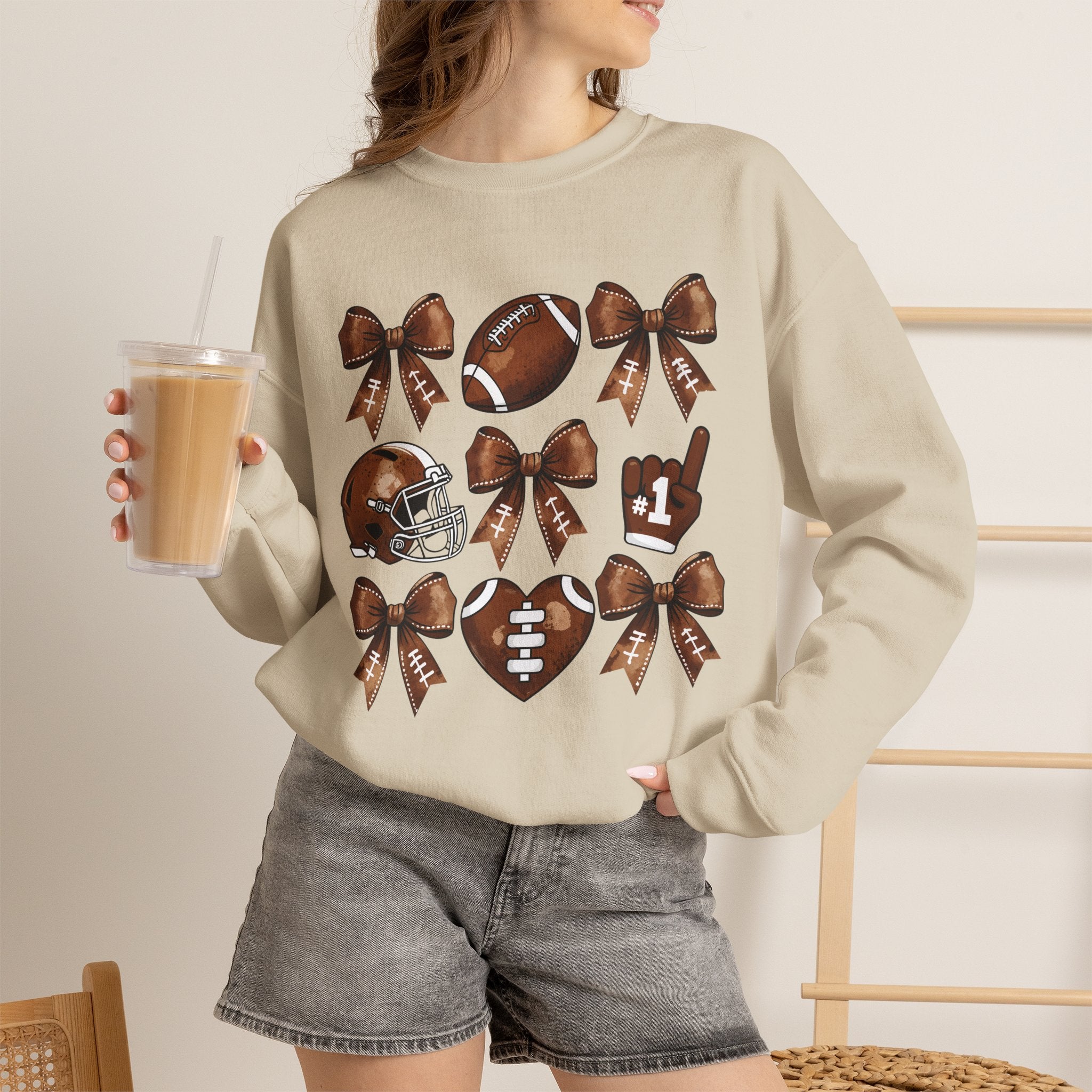Football Ribbon Icons Crewneck Sweatshirt