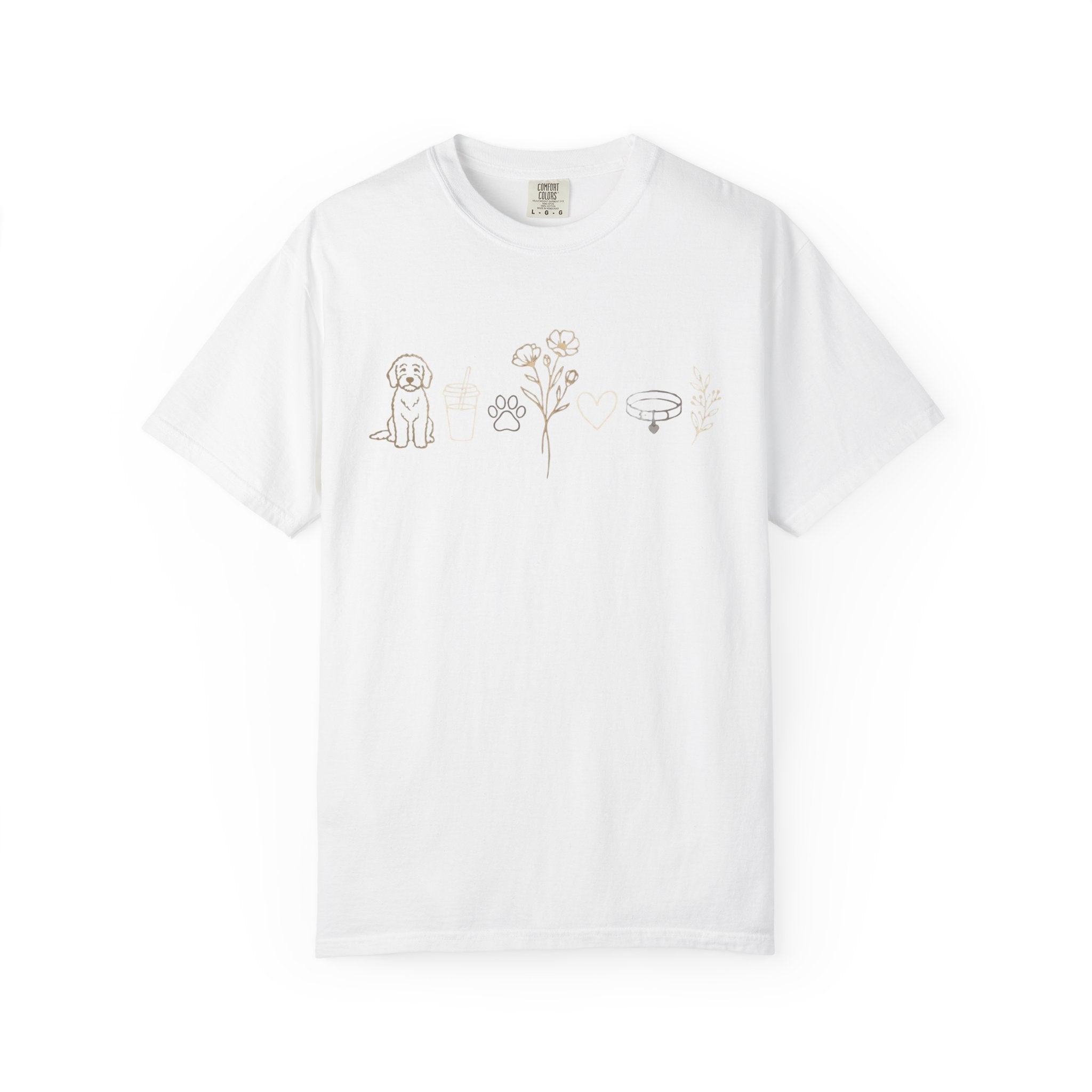 Doodle & Wildflower T-Shirt — Minimal Line Art Dog Tee