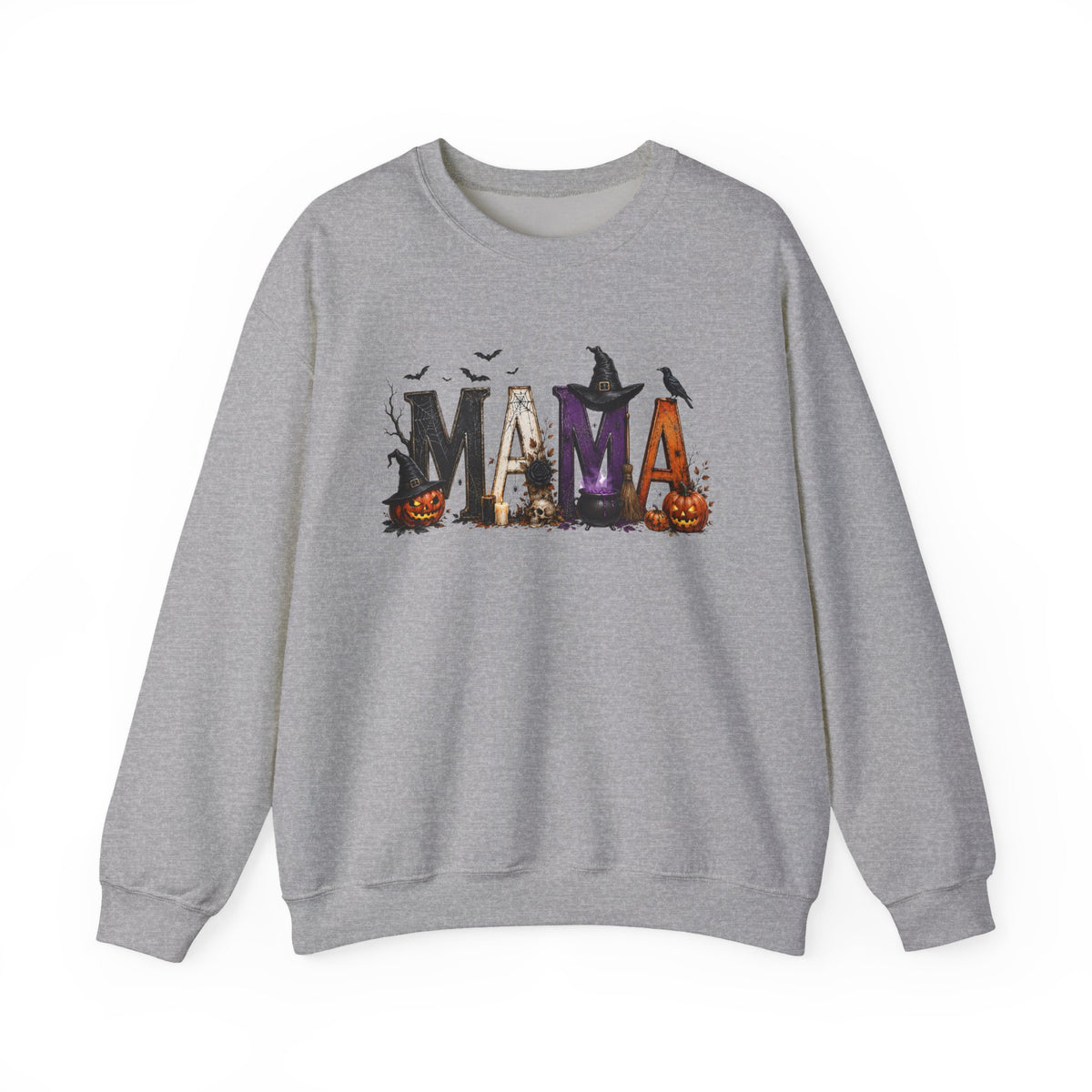 Halloween Mama Sweatshirt — Spooky Witch & Pumpkins Crewneck