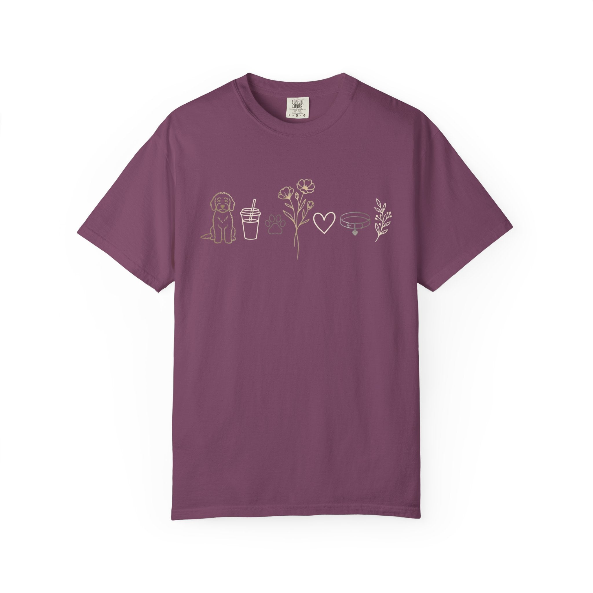 Doodle & Wildflower T-Shirt — Minimal Line Art Dog Tee