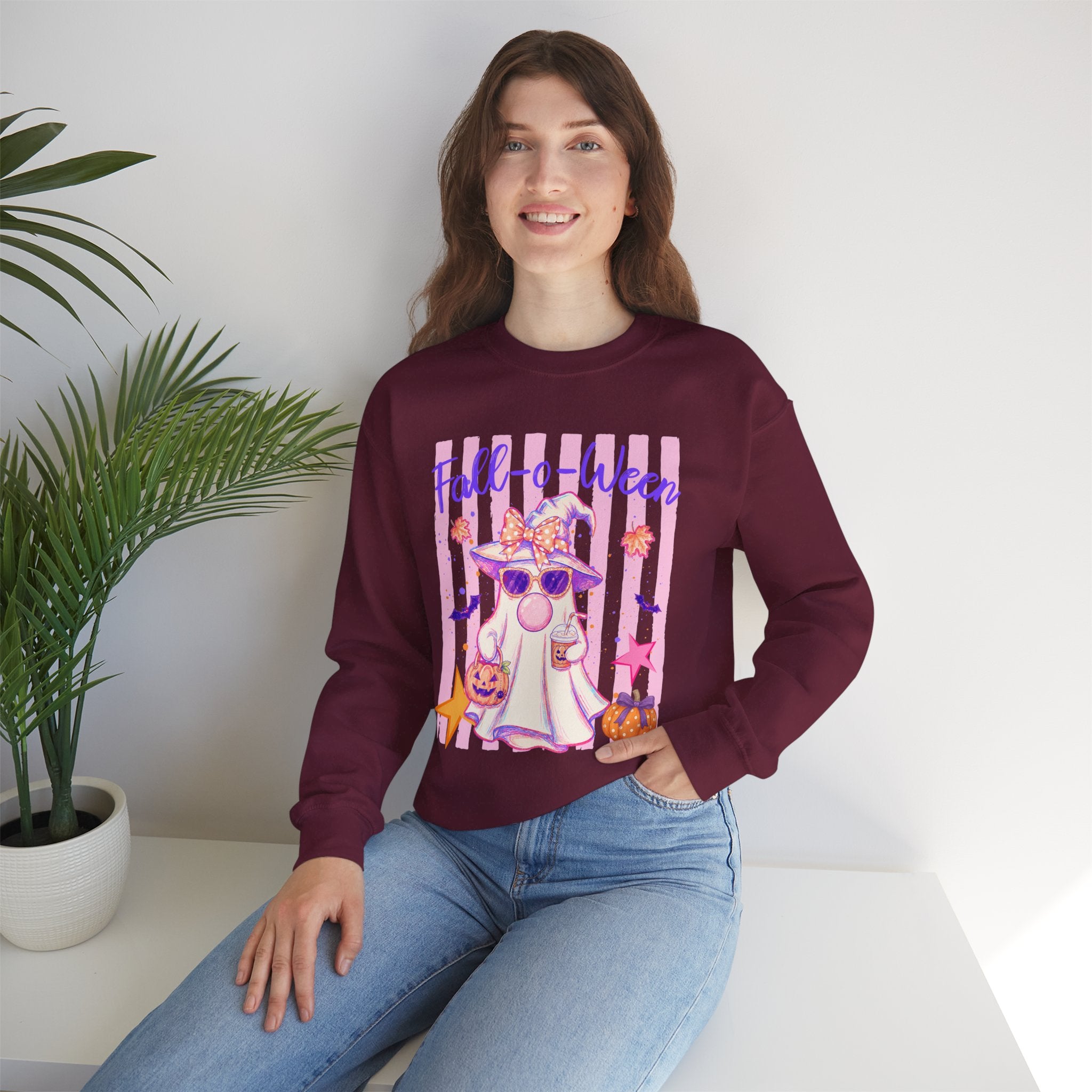 Fall-o-Ween Ghost Sweatshirt – Cute Pastel Halloween Crewneck