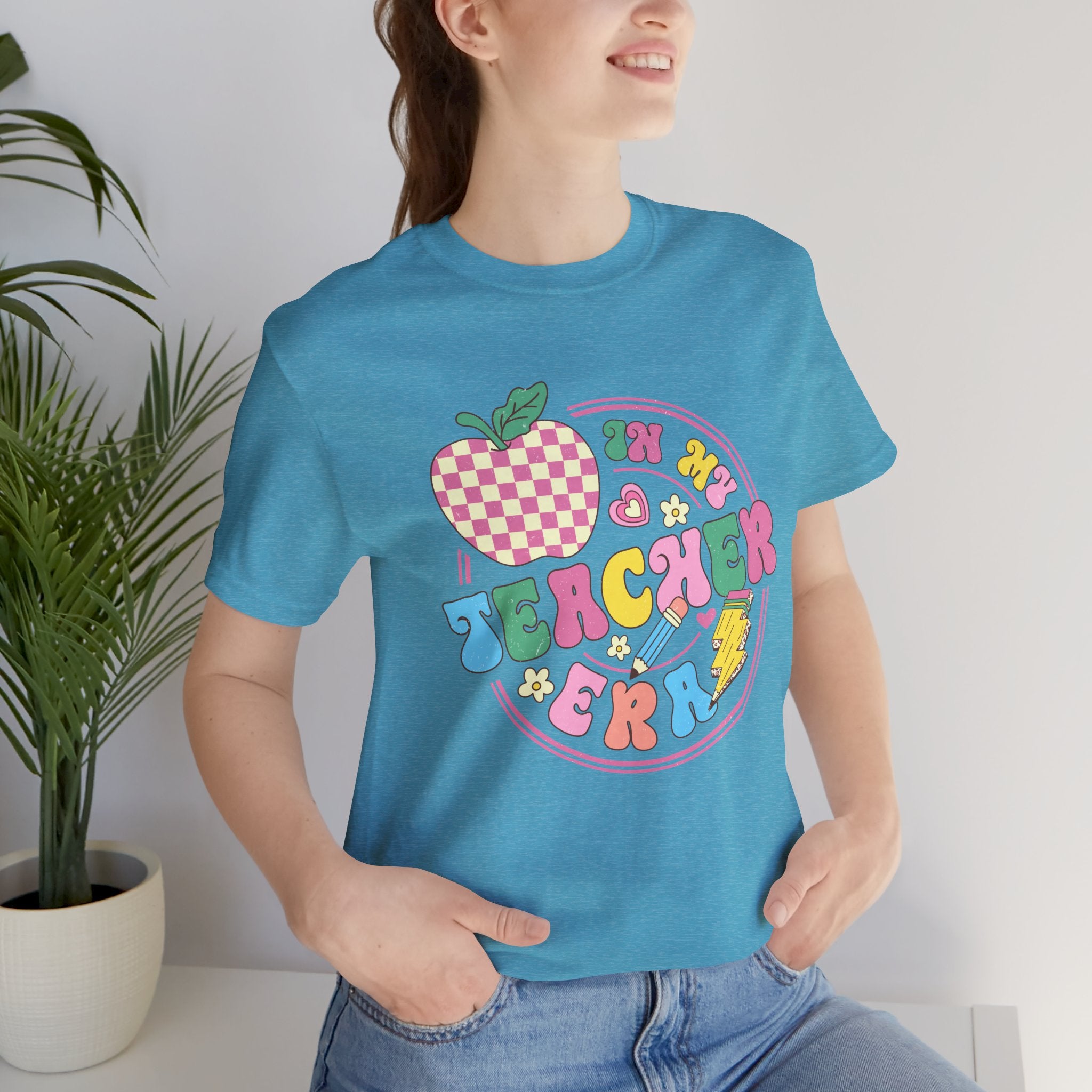 Teacher Vibes Tee — Cute Retro Apple Classroom Graphic T-Shirt
