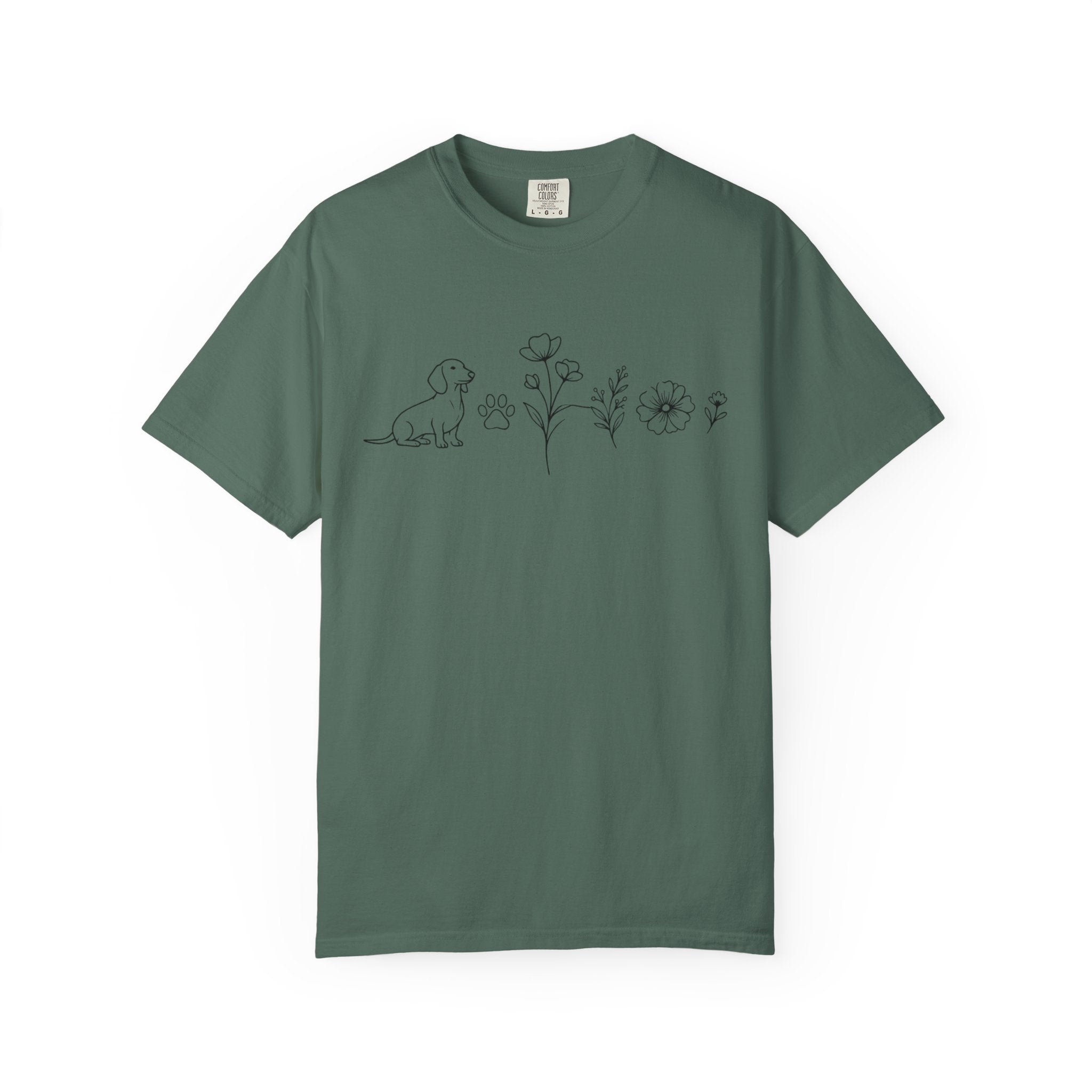 Dachshund Dog & Wildflowers Graphic T-Shirt
