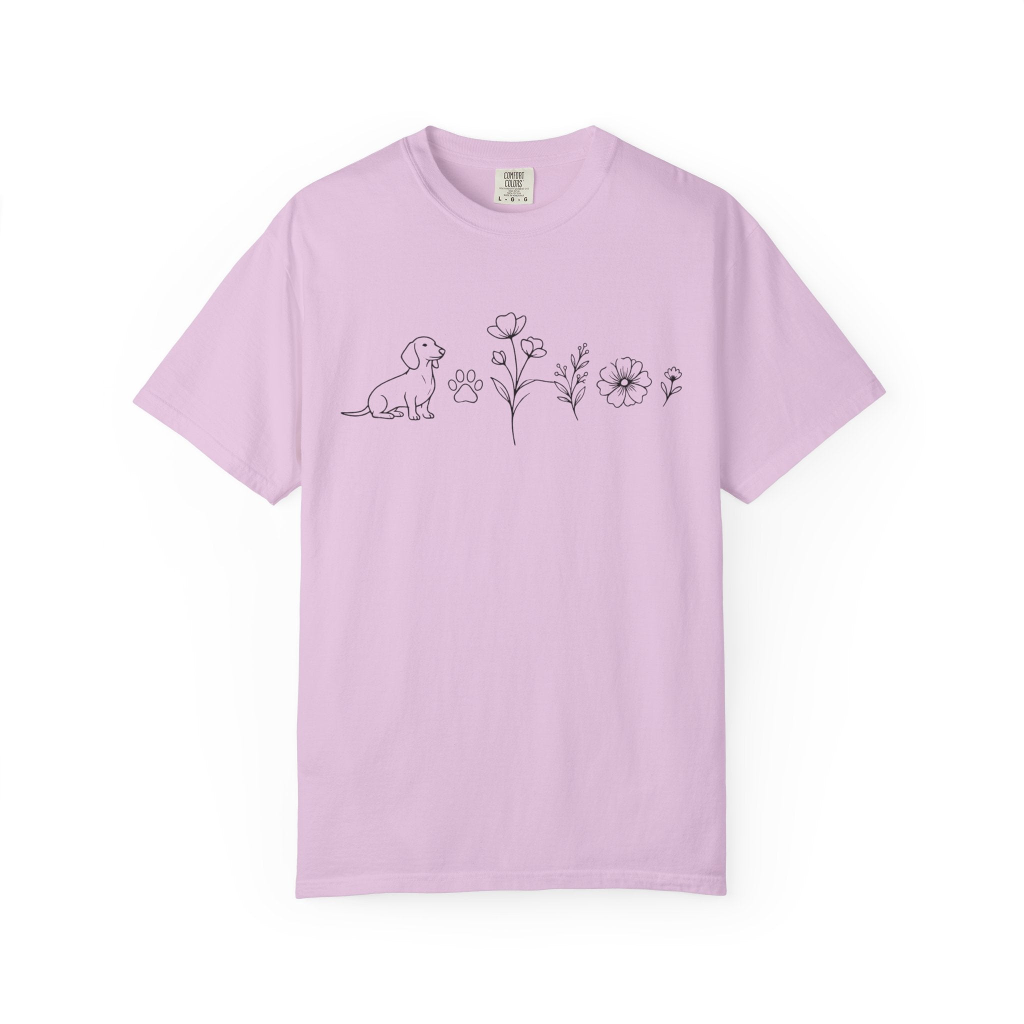 Dachshund Dog & Wildflowers Graphic T-Shirt