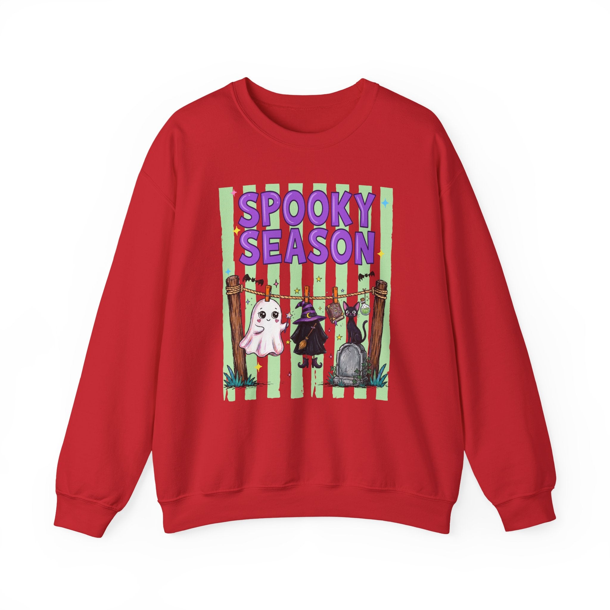Sweatshirt — "Spooky Season" Ghost, Witch & Cat Halloween Crewneck