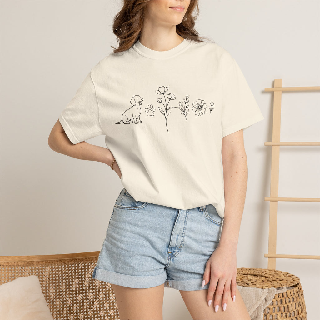 Dachshund Dog & Wildflowers Graphic T-Shirt