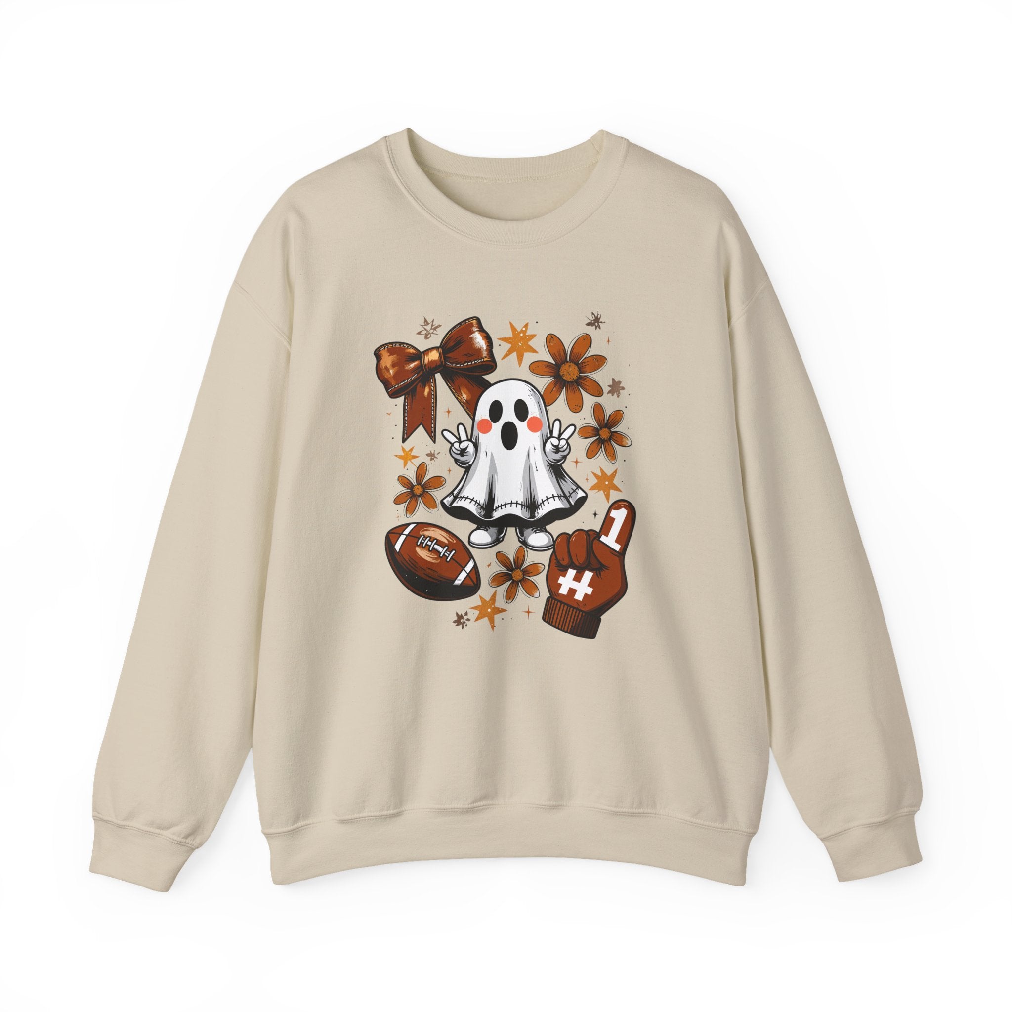 Football Ghost Crewneck Sweatshirt — Cute Halloween Game Day Shirt