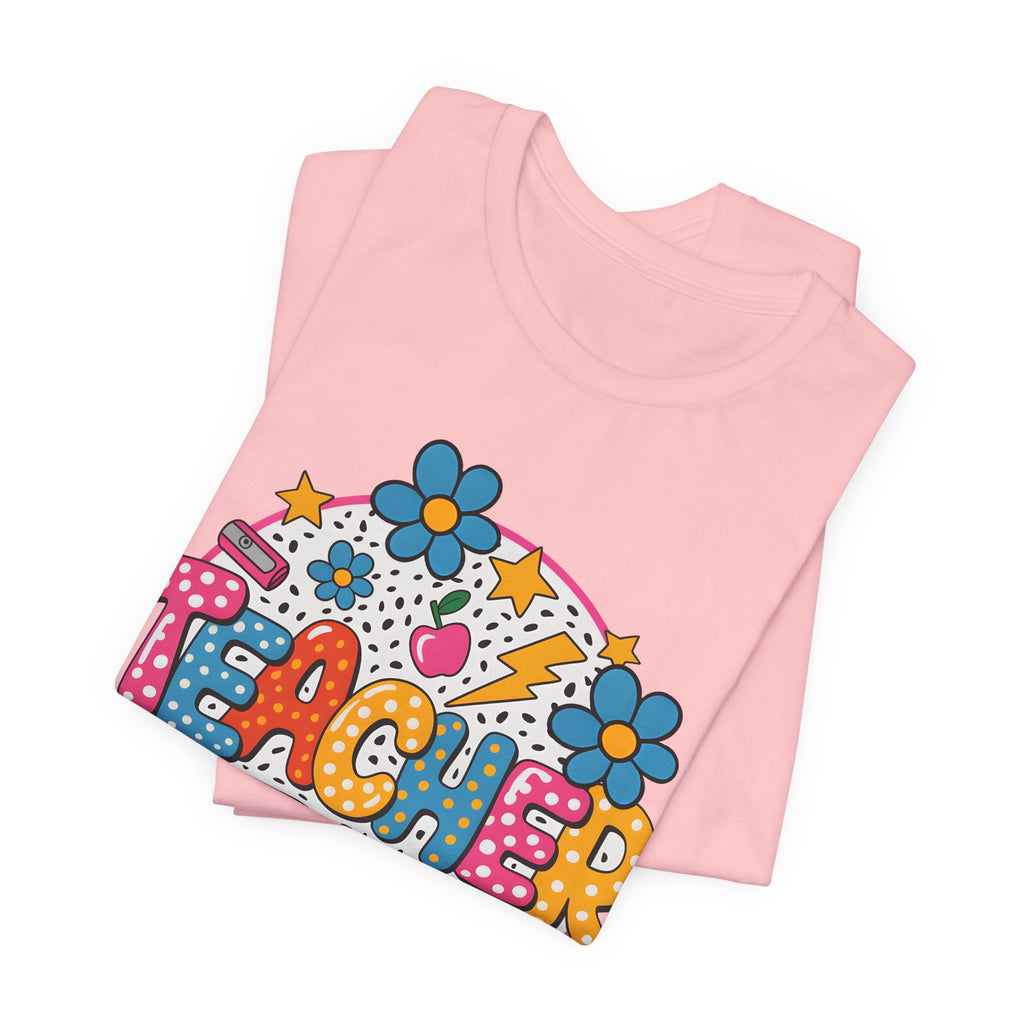 Teacher Doodle Graphic Tee — Colorful School Supplies Design