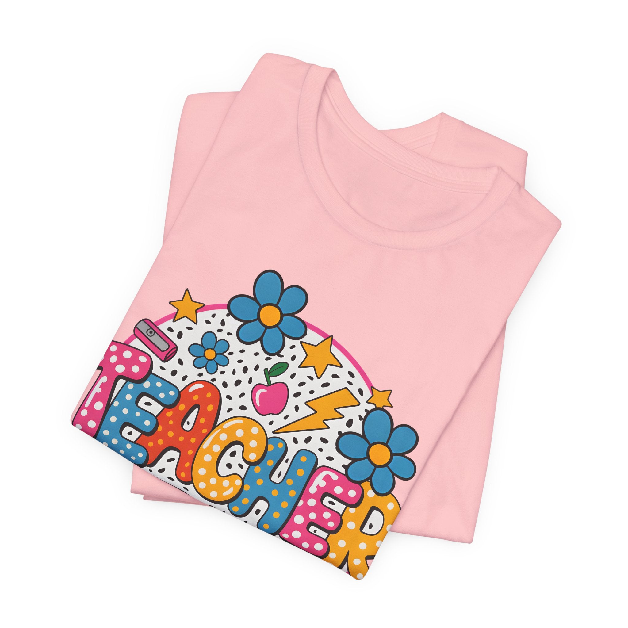Teacher Doodle Graphic Tee — Colorful School Supplies Design