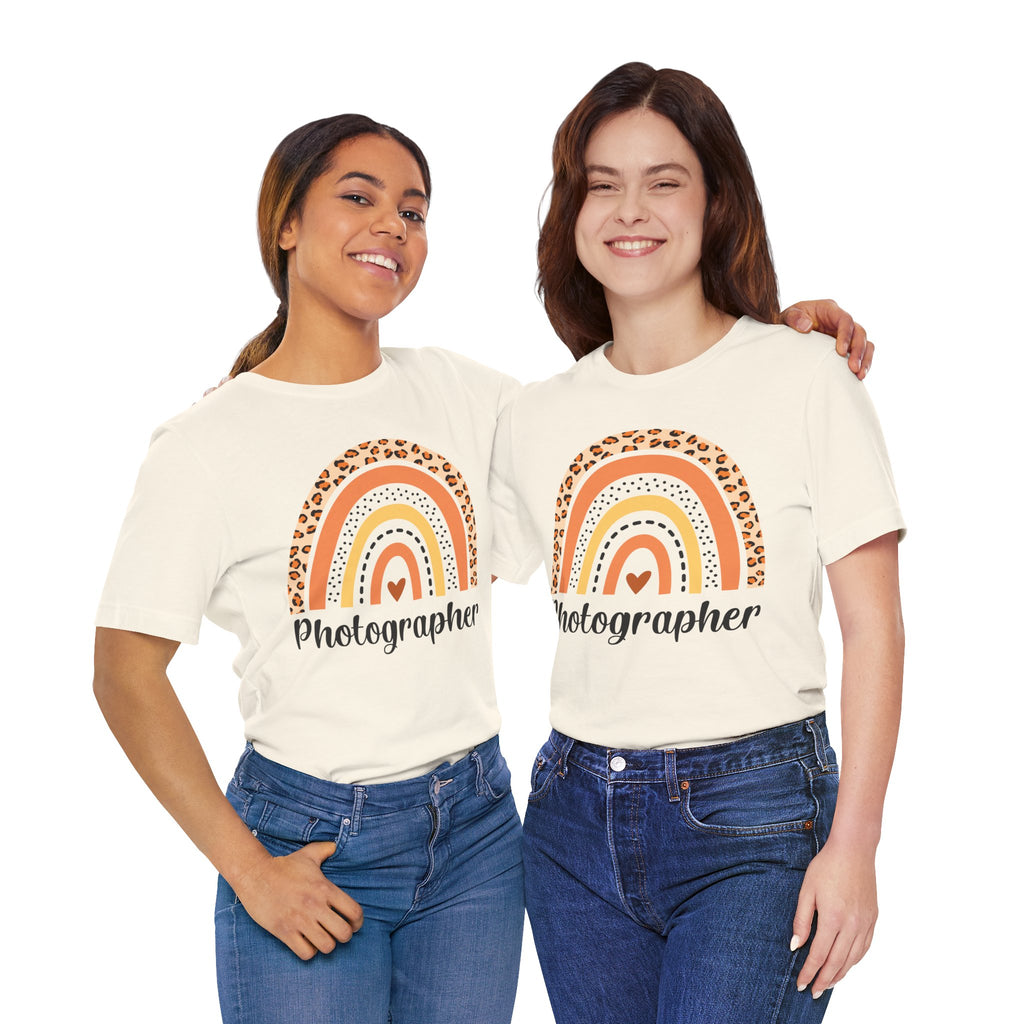Photographer Rainbow Tee — Leopard Print Rainbow Graphic T-Shirt for Photographers