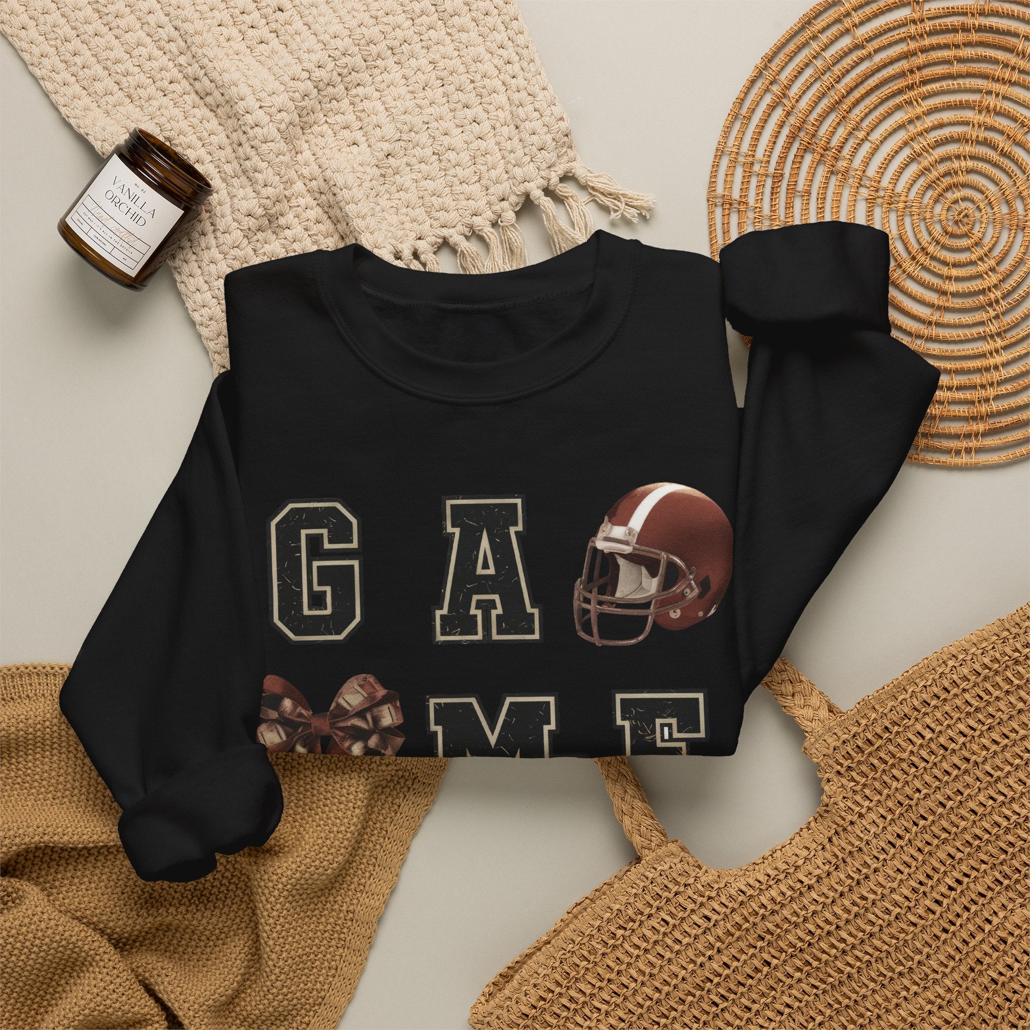 Game Day Sweatshirt — Football Helmet & Ball Crewneck
