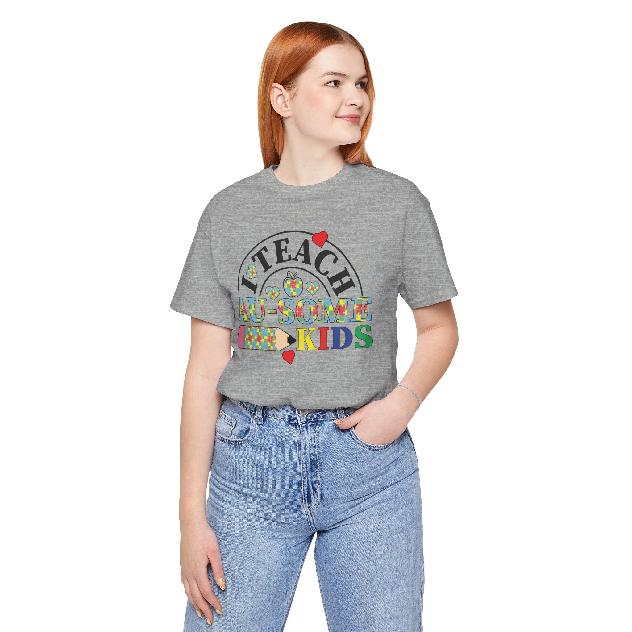 I Teach Awesome Kids T-Shirt — Colorful Autism Awareness Teacher Tee