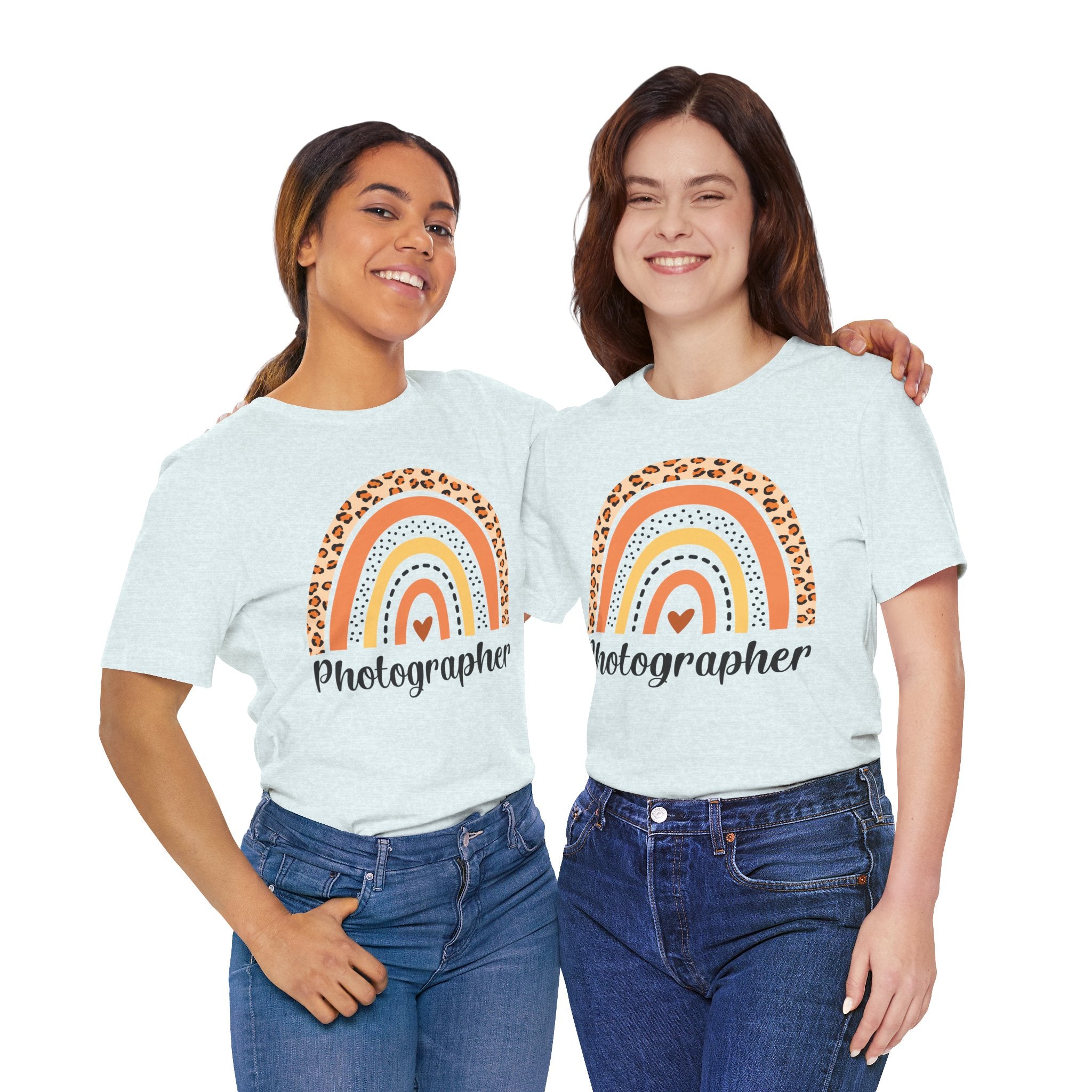 Photographer Rainbow Tee — Leopard Print Rainbow Graphic T-Shirt for Photographers