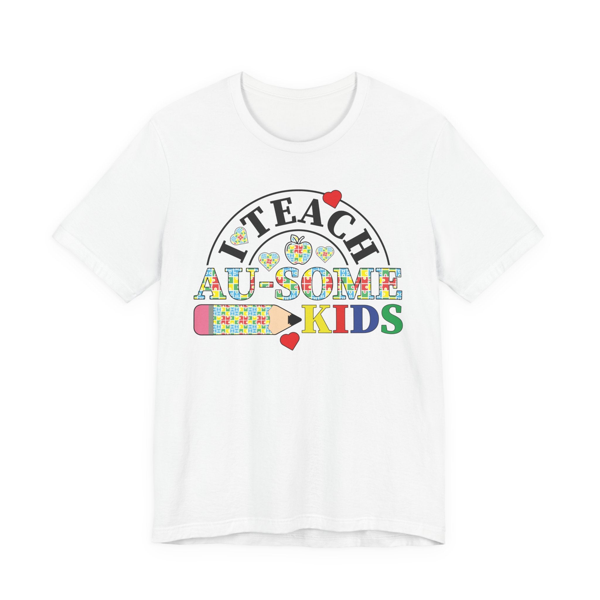I Teach Awesome Kids T-Shirt — Colorful Autism Awareness Teacher Tee