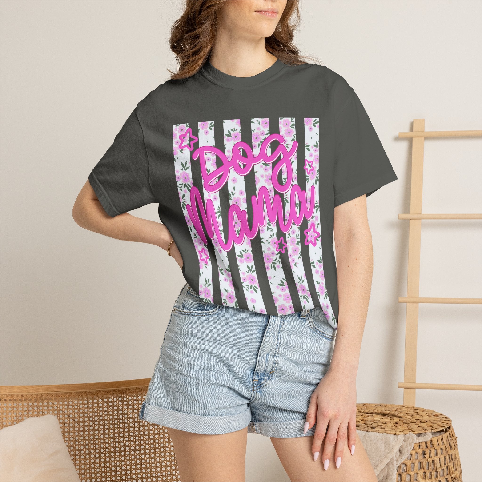 Dog Mama Floral Flag T-Shirt