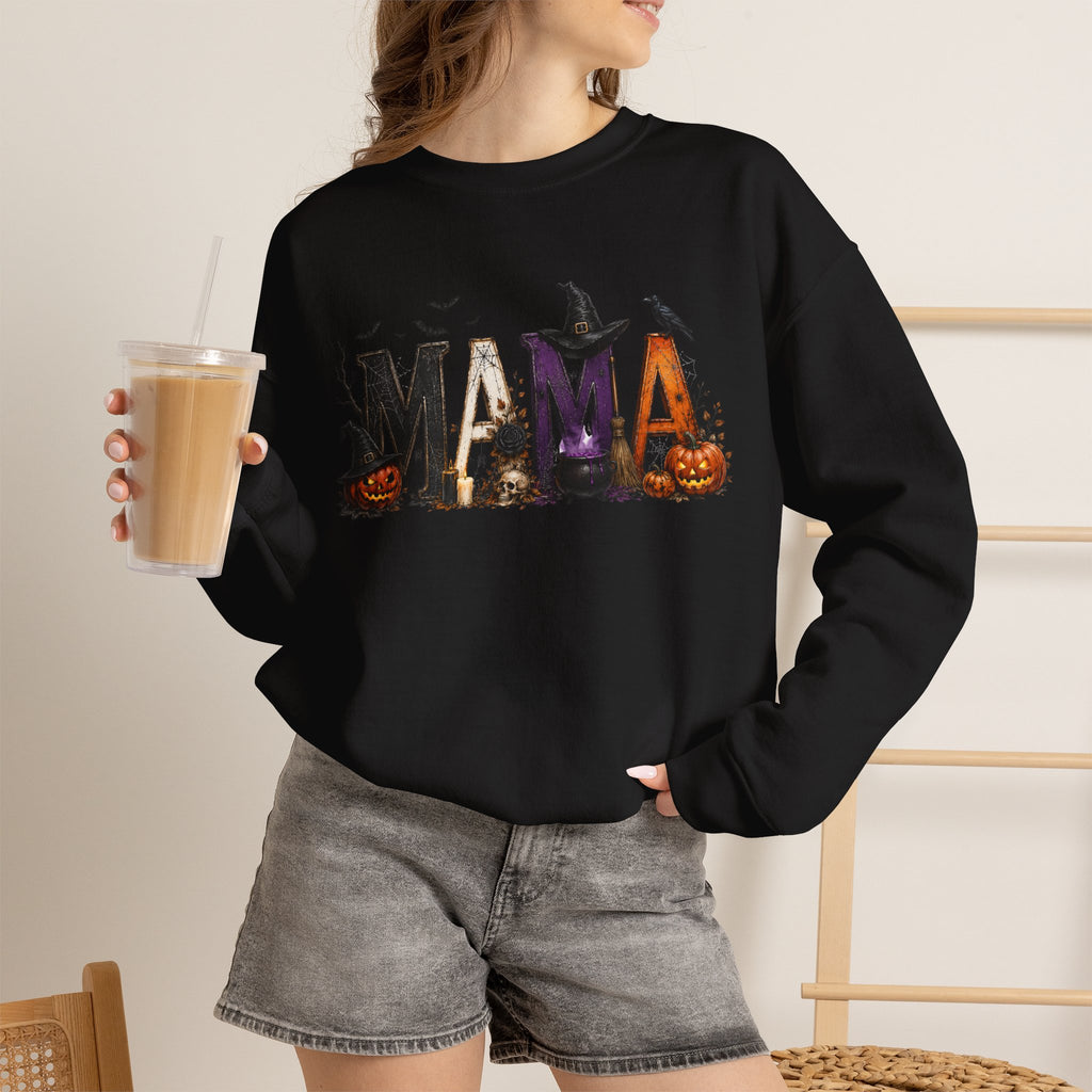 Halloween Mama Sweatshirt — Spooky Witch & Pumpkins Crewneck
