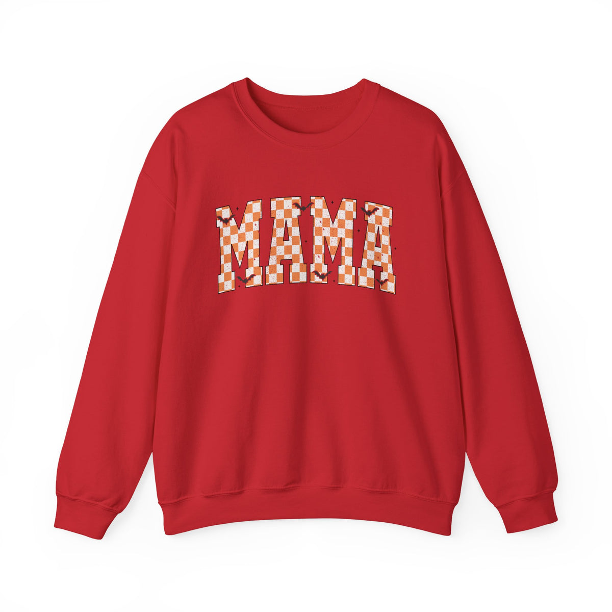 Mama Checkerboard Halloween Sweatshirt – Retro Orange Plaid Mama Pullover