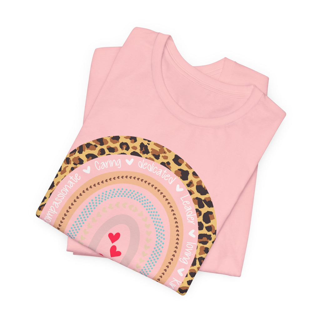 Leopard Rainbow Tee — Cute Pastel Heart Rainbow Graphic T-Shirt
