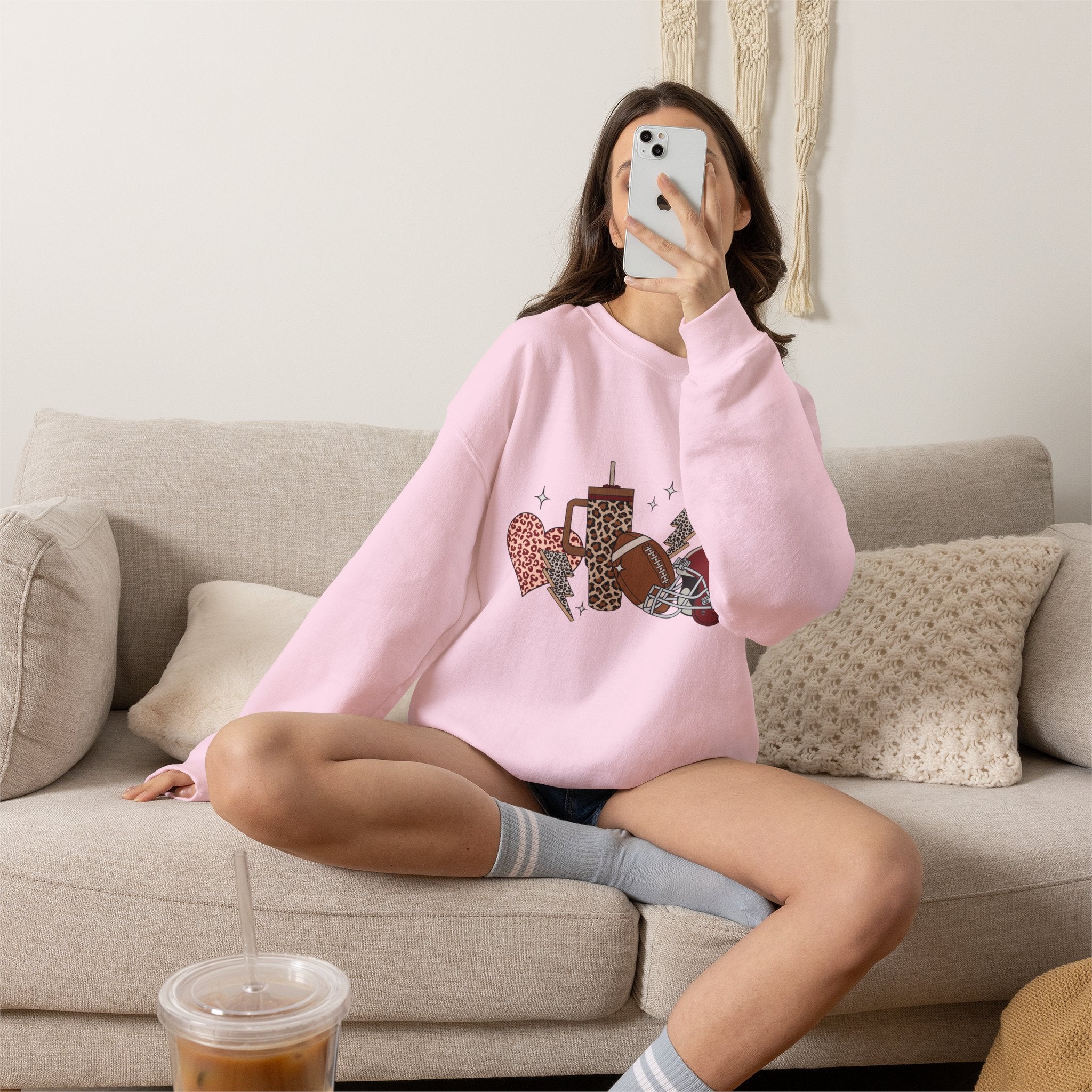 Heart & Lightning Graphic Sweatshirt — Leopard, Plaid & Red Heart Crewneck