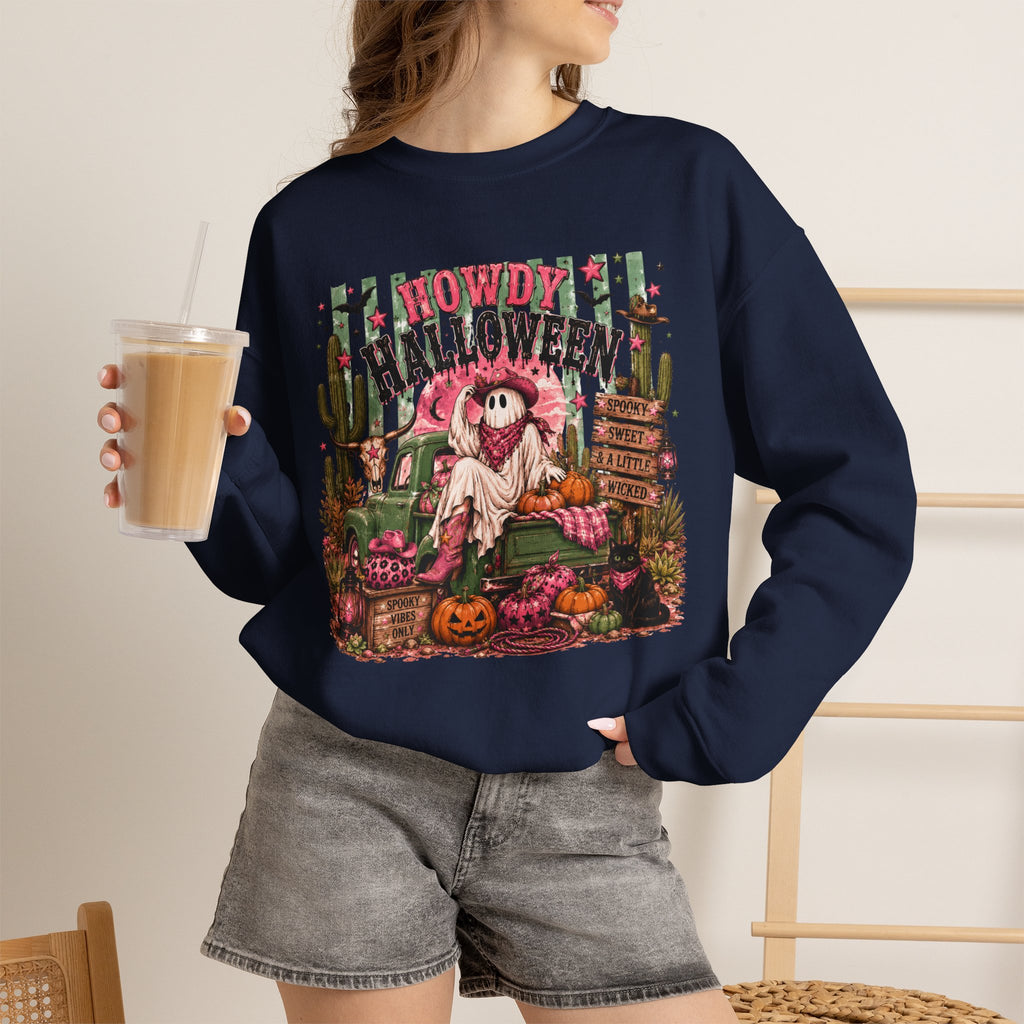 Howdy Halloween Crewneck Sweatshirt – Southwestern Ghost Pumpkin Fall Sweatshirt