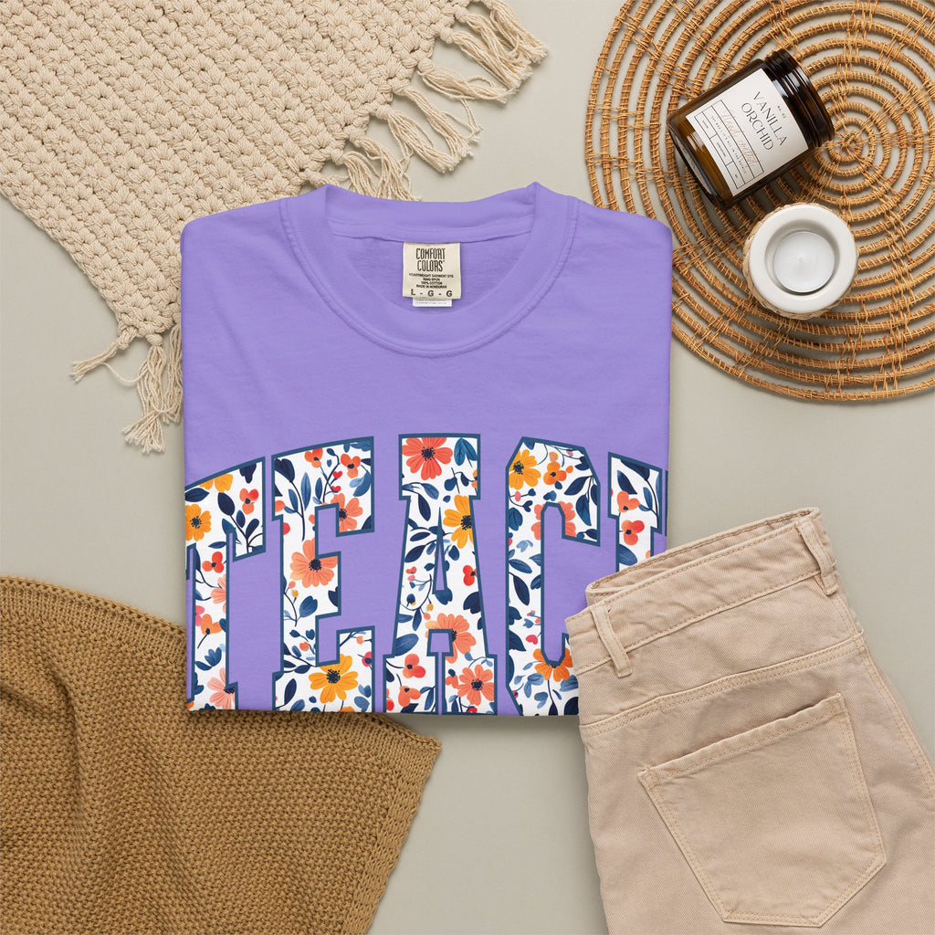 Teach Floral T‑Shirt — Floral Pattern TEACH Teacher Appreciation Gift