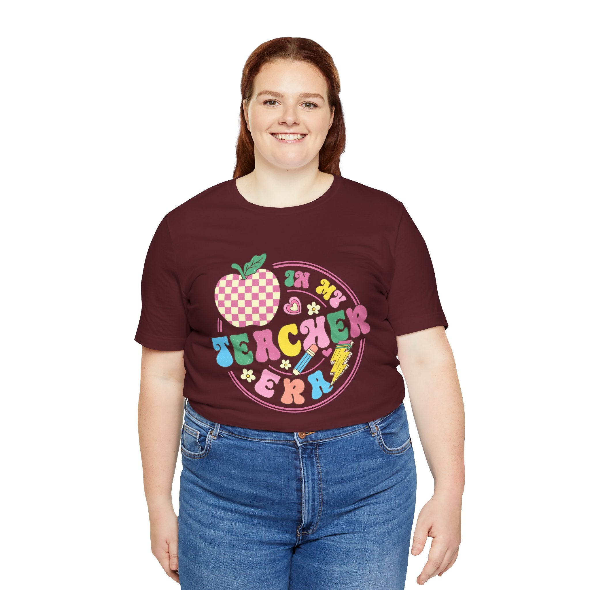 Teacher Vibes Tee — Cute Retro Apple Classroom Graphic T-Shirt