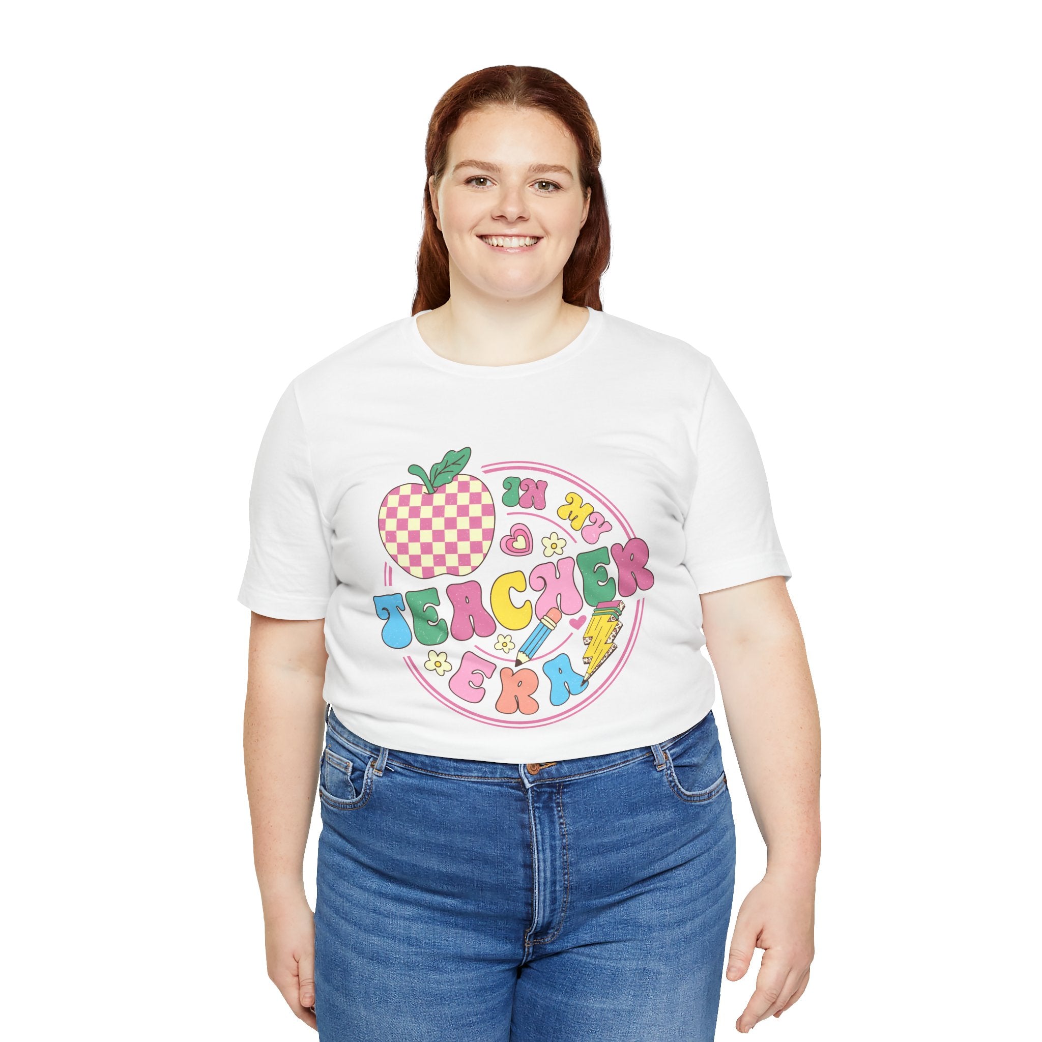 Teacher Vibes Tee — Cute Retro Apple Classroom Graphic T-Shirt