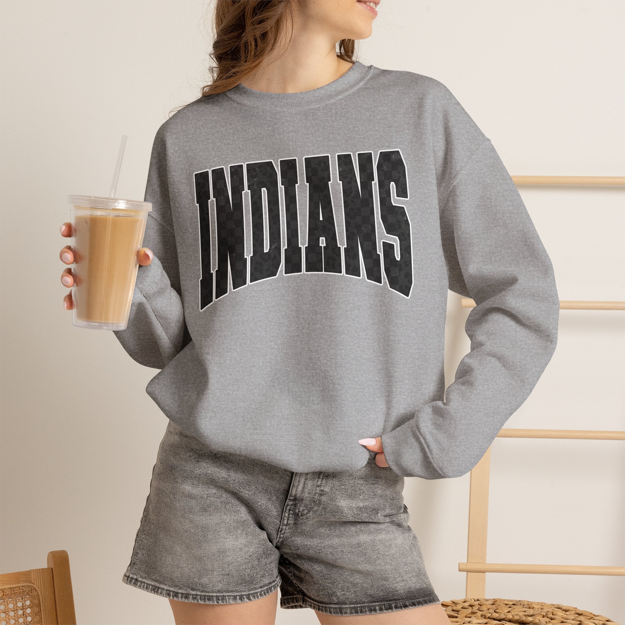 Indians Crewneck Sweatshirt — Vintage Collegiate Logo Pullover