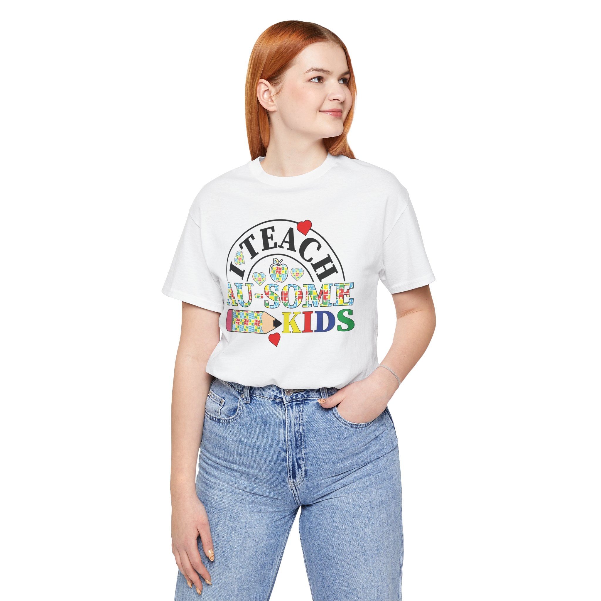 I Teach Awesome Kids T-Shirt — Colorful Autism Awareness Teacher Tee
