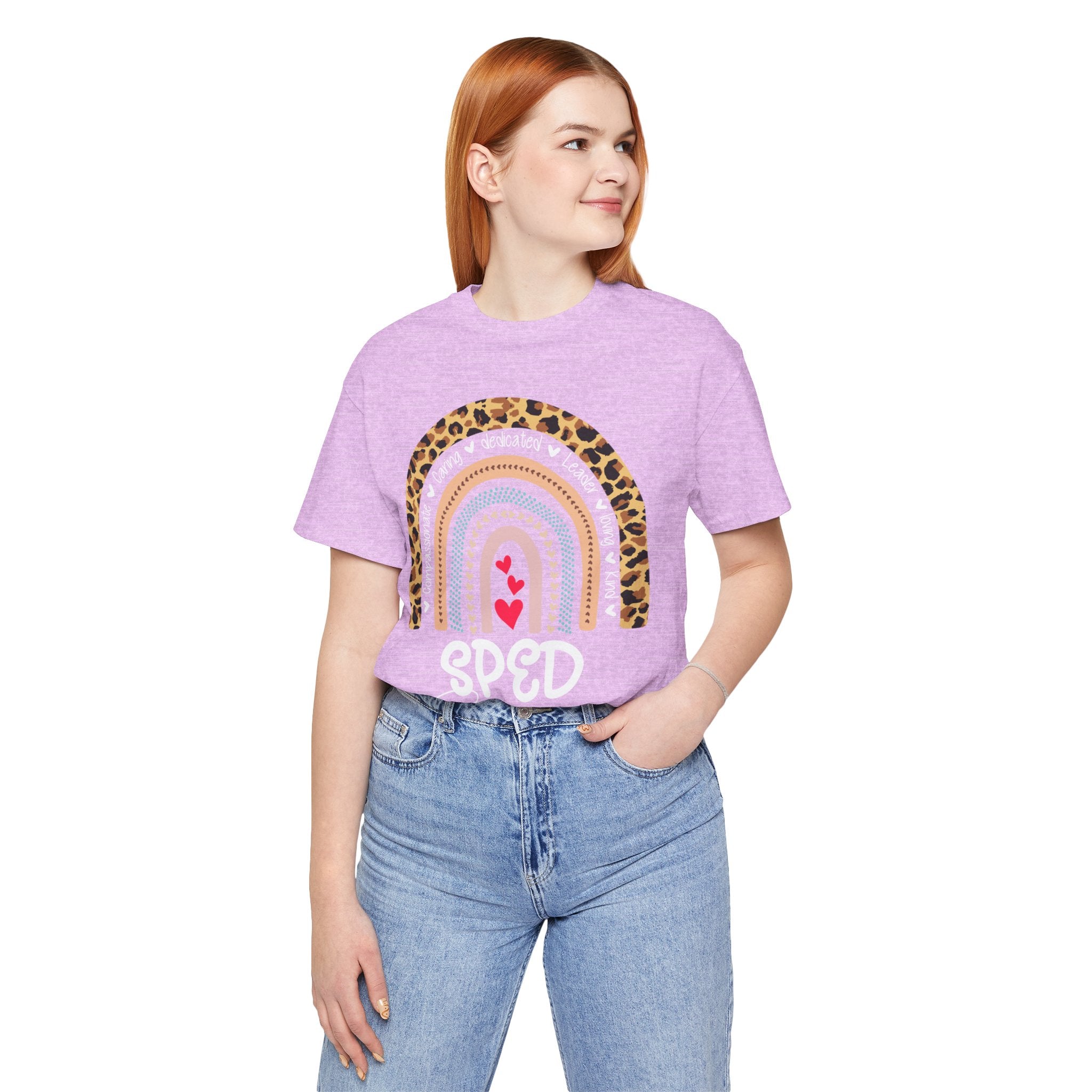 Leopard Rainbow Tee — Cute Pastel Heart Rainbow Graphic T-Shirt
