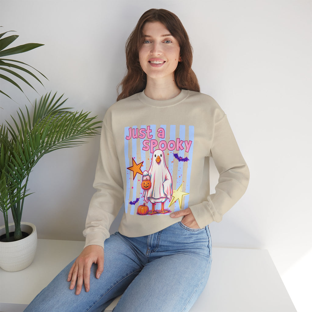Ghost Costume Sweatshirt — "Just a Spooky" Cute Halloween Crewneck